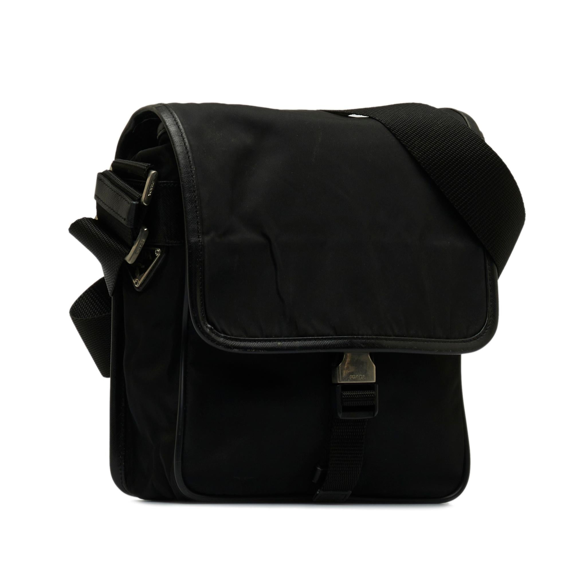 Prada Tessuto Buckle Messenger Bag