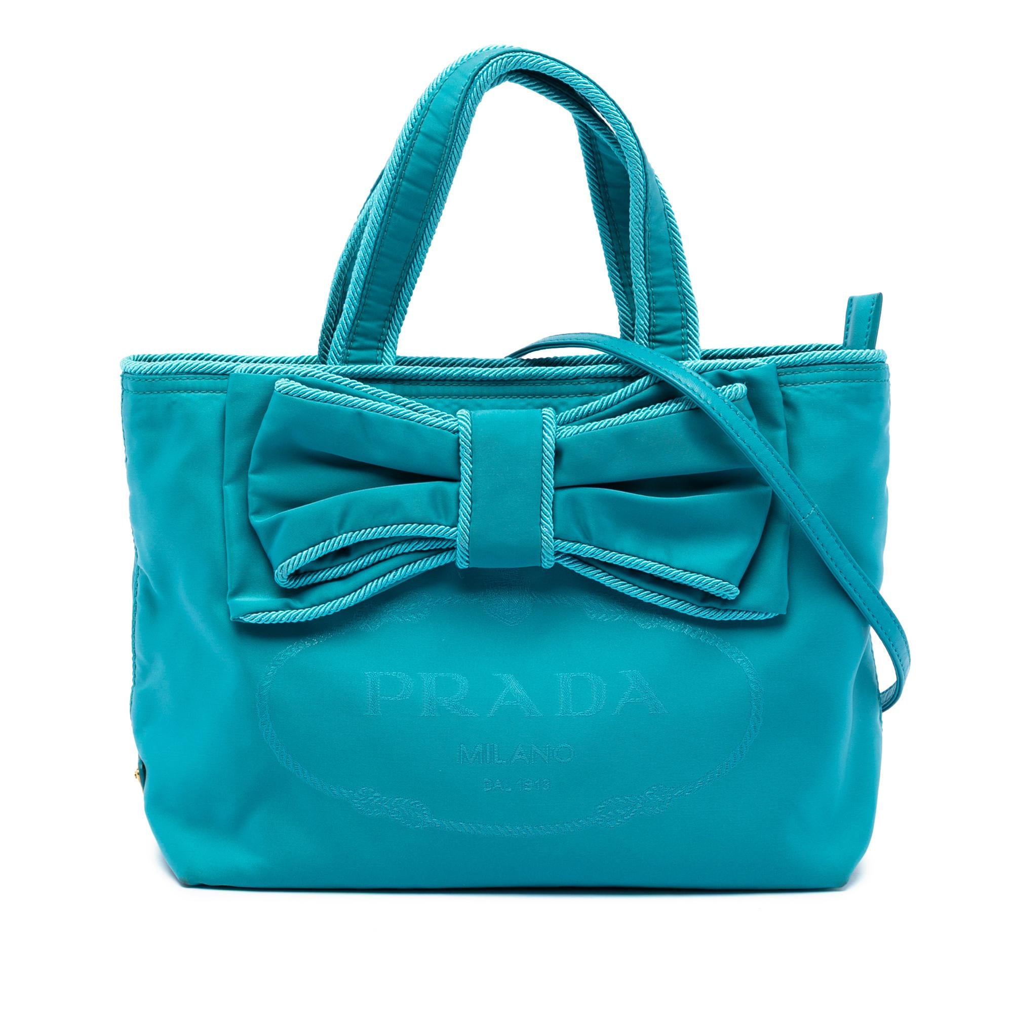Prada Tessuto Canapa Logo Bow Satchel