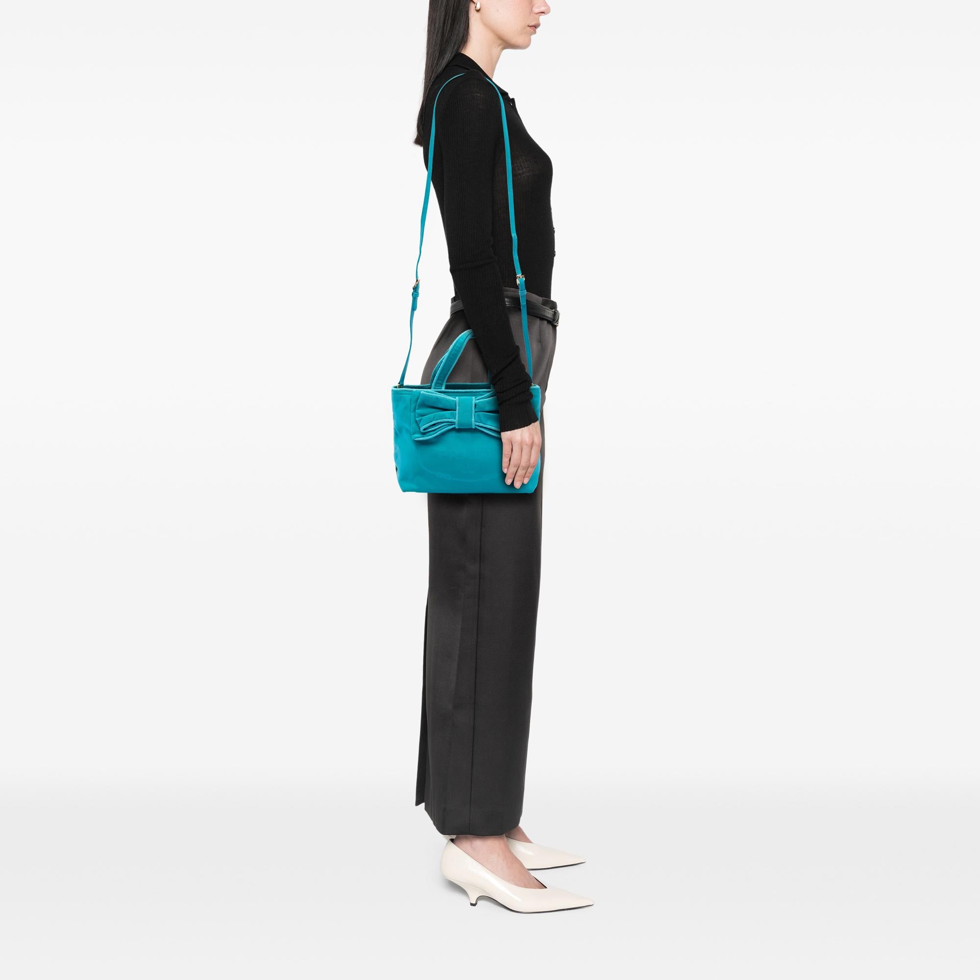 Prada Tessuto Canapa Logo Bow Satchel