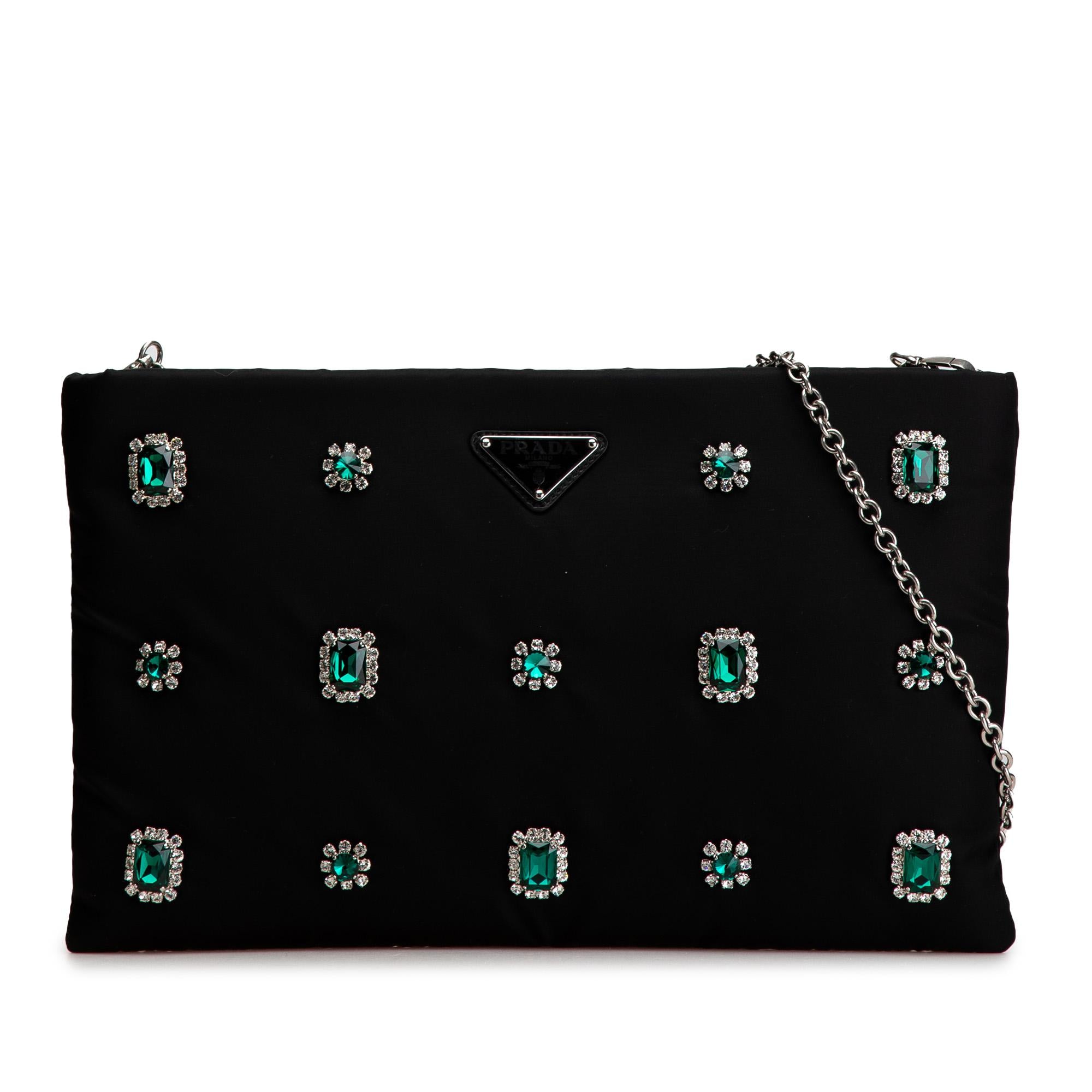 Prada Tessuto Catene Crystal Embellished Chain Crossbody