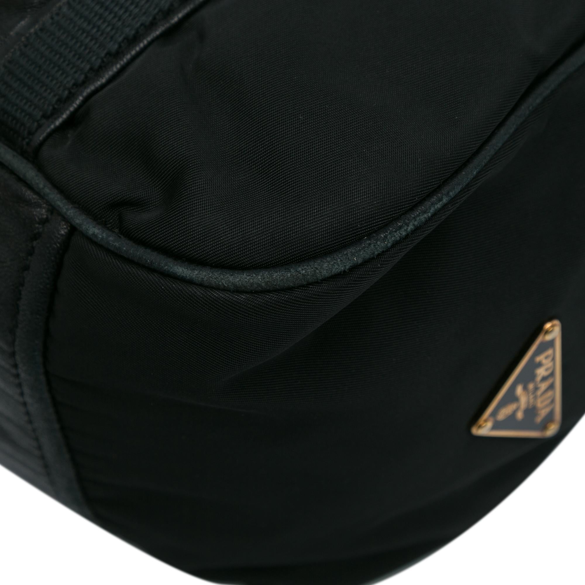 Prada Tessuto City Calf Trimmed Buckle Hobo (SHG-xswi3t)