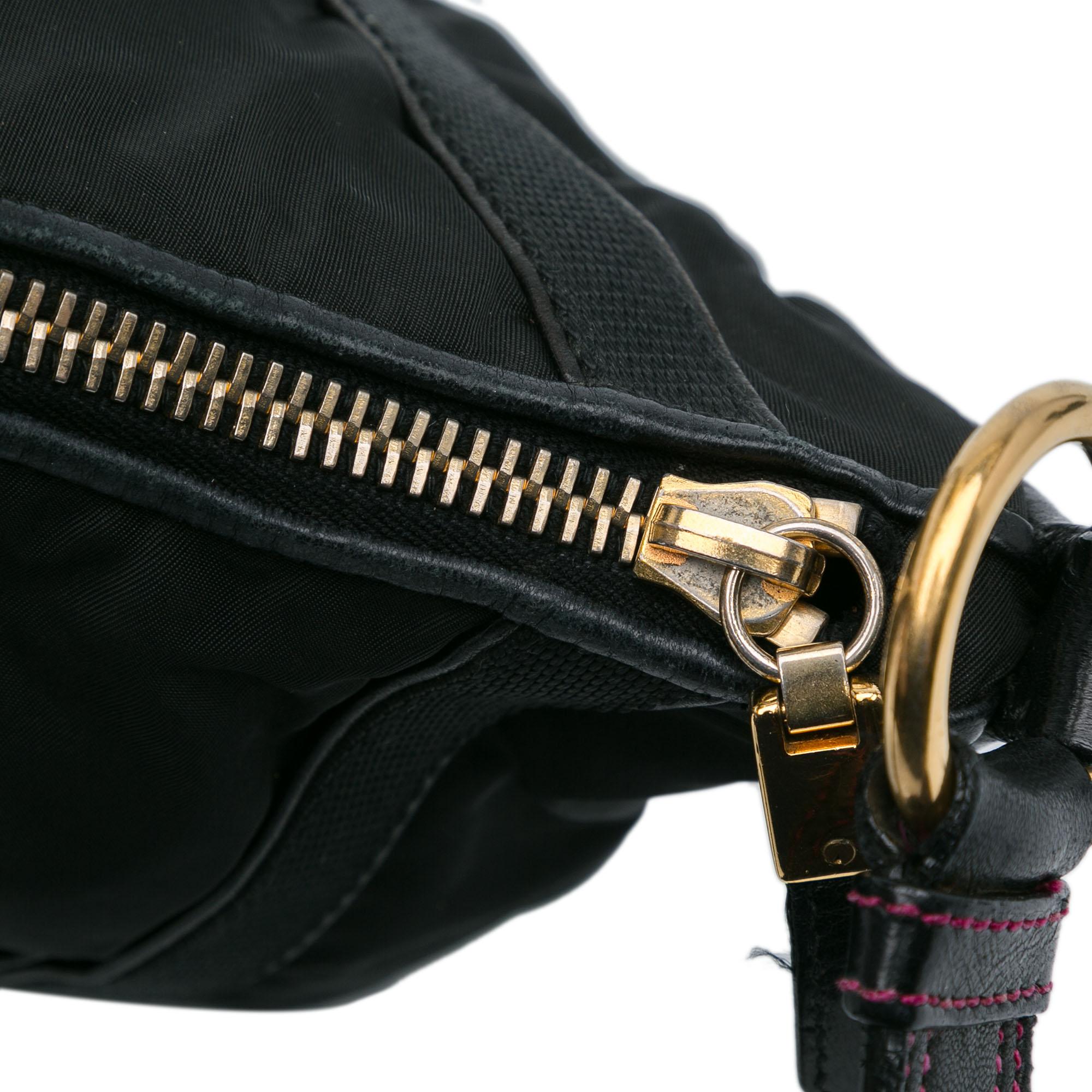 Prada Tessuto City Calf Trimmed Buckle Hobo (SHG-xswi3t)