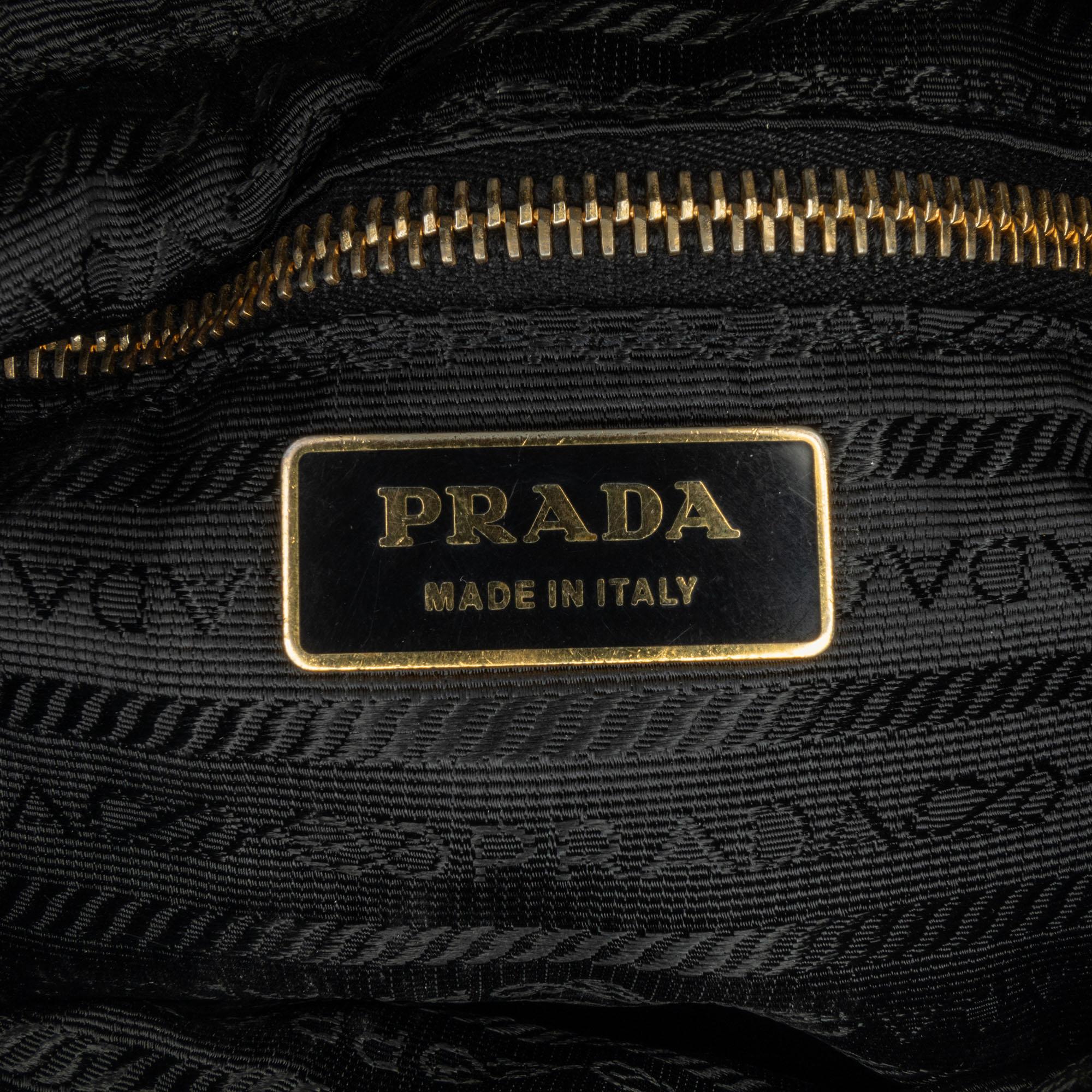 Prada Tessuto City Calf Trimmed Buckle Hobo (SHG-xswi3t)