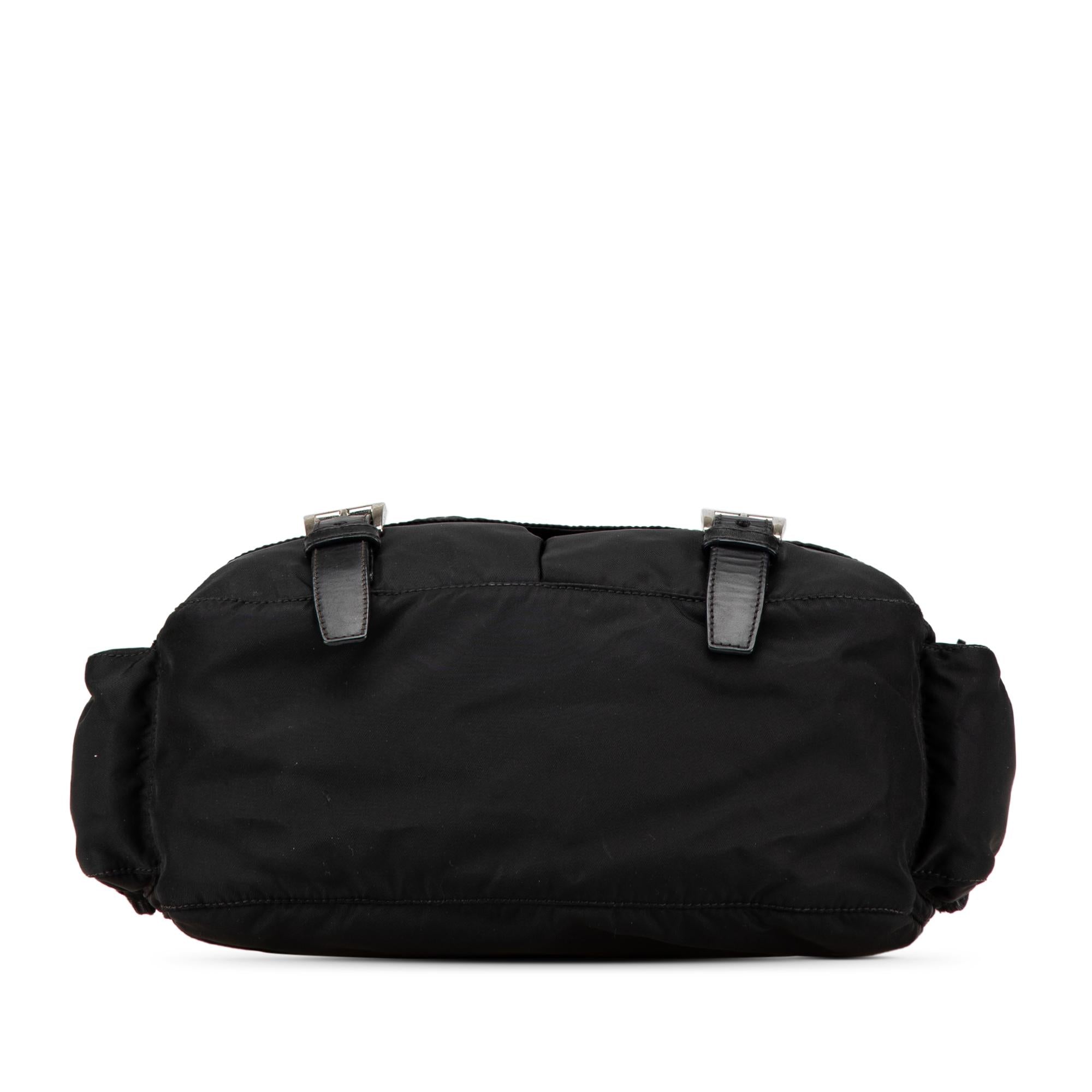 Prada Tessuto Double Buckle Messenger Bag