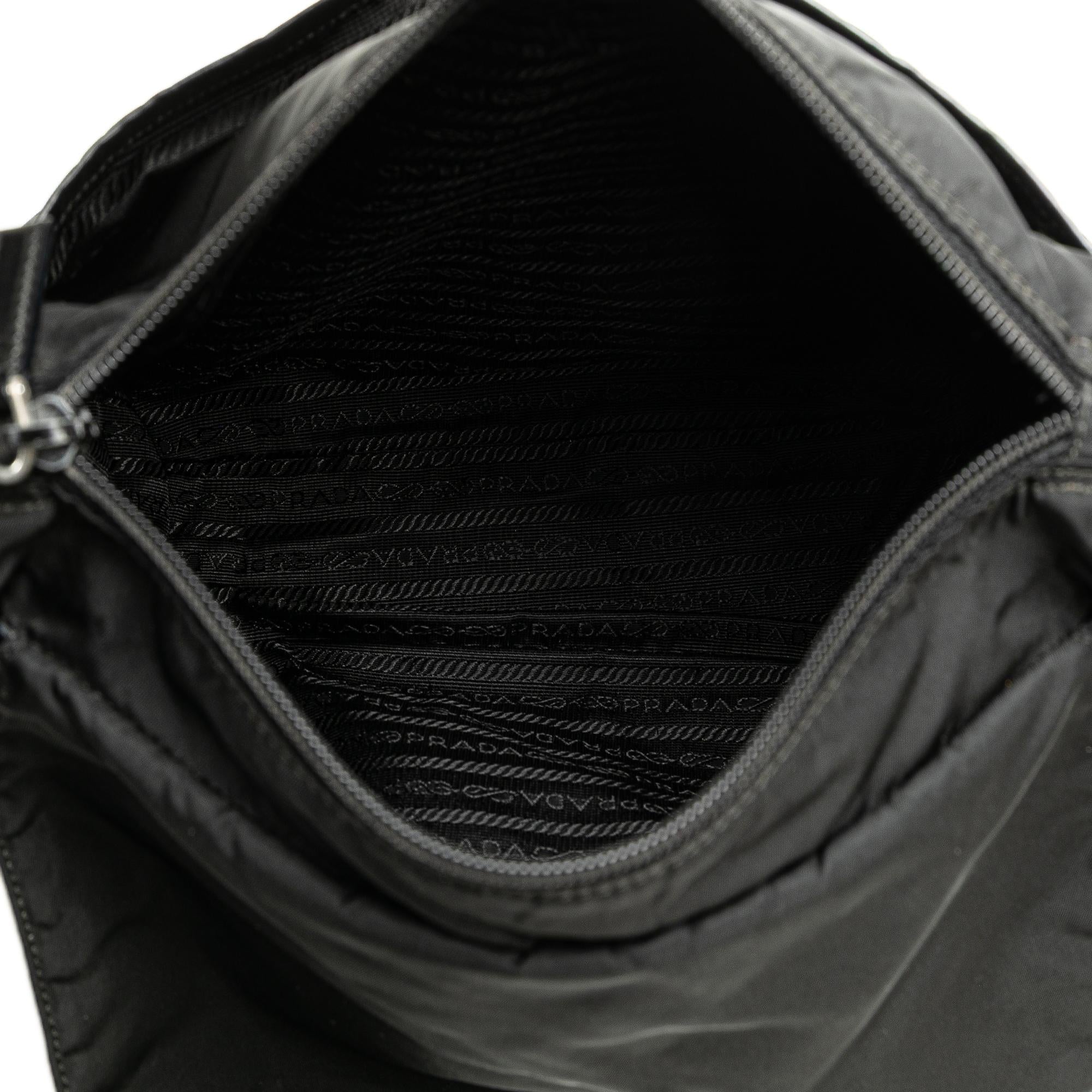 Prada Tessuto Double Buckle Messenger Bag