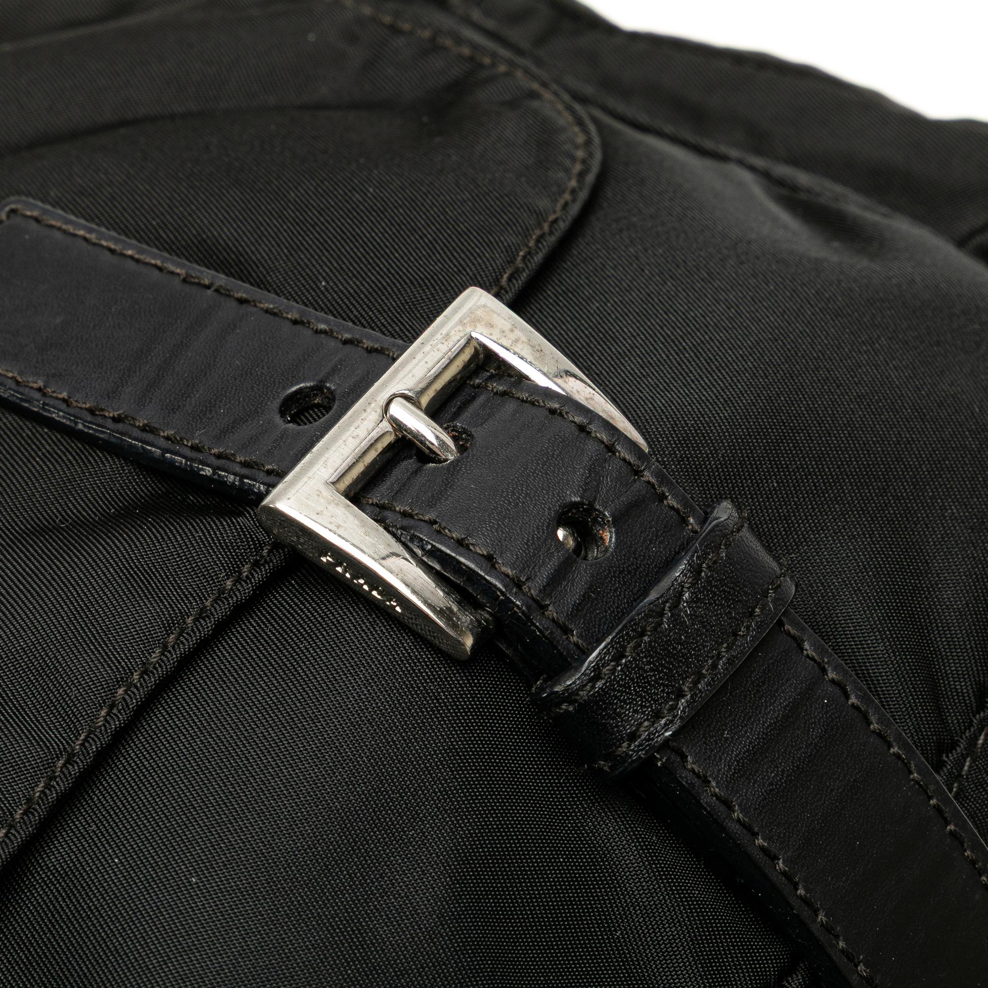 Prada Tessuto Double Buckle Messenger Bag