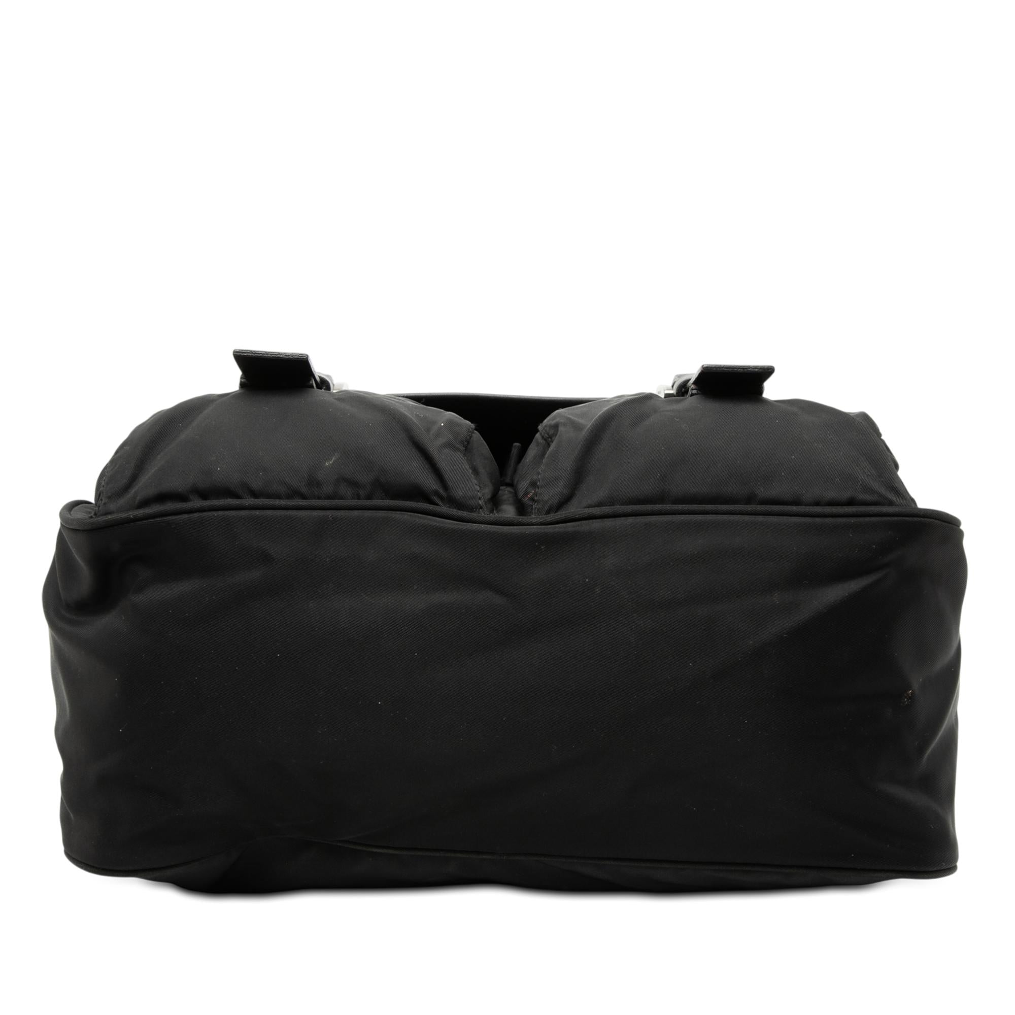 Prada Tessuto Double Buckle Messenger Bag
