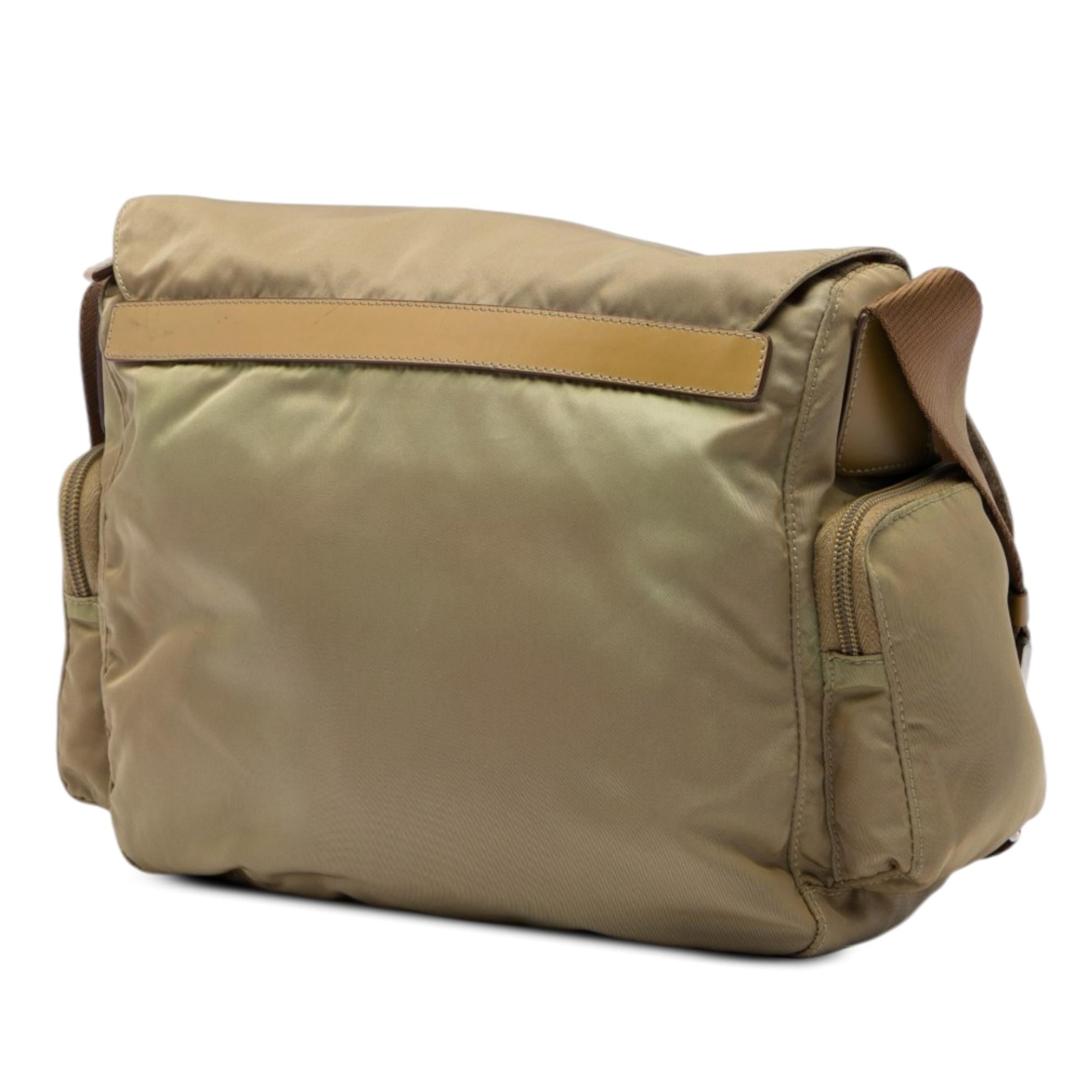Prada Tessuto Double Buckle Messenger Bag