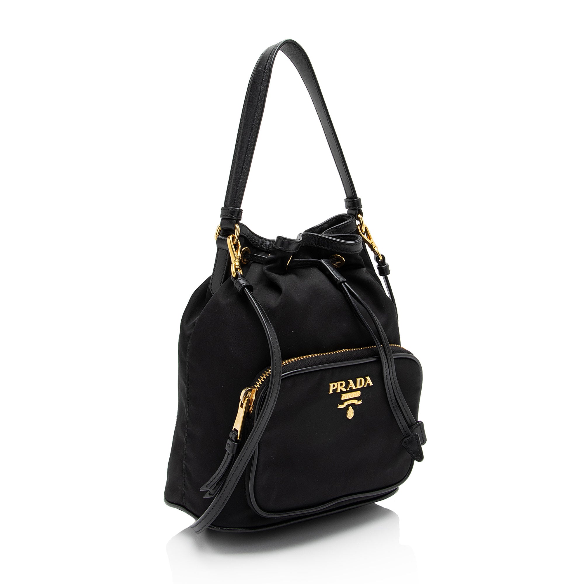Prada Tessuto Duet Drawstring Mini Bucket Bag (SHF-1DaDrC)