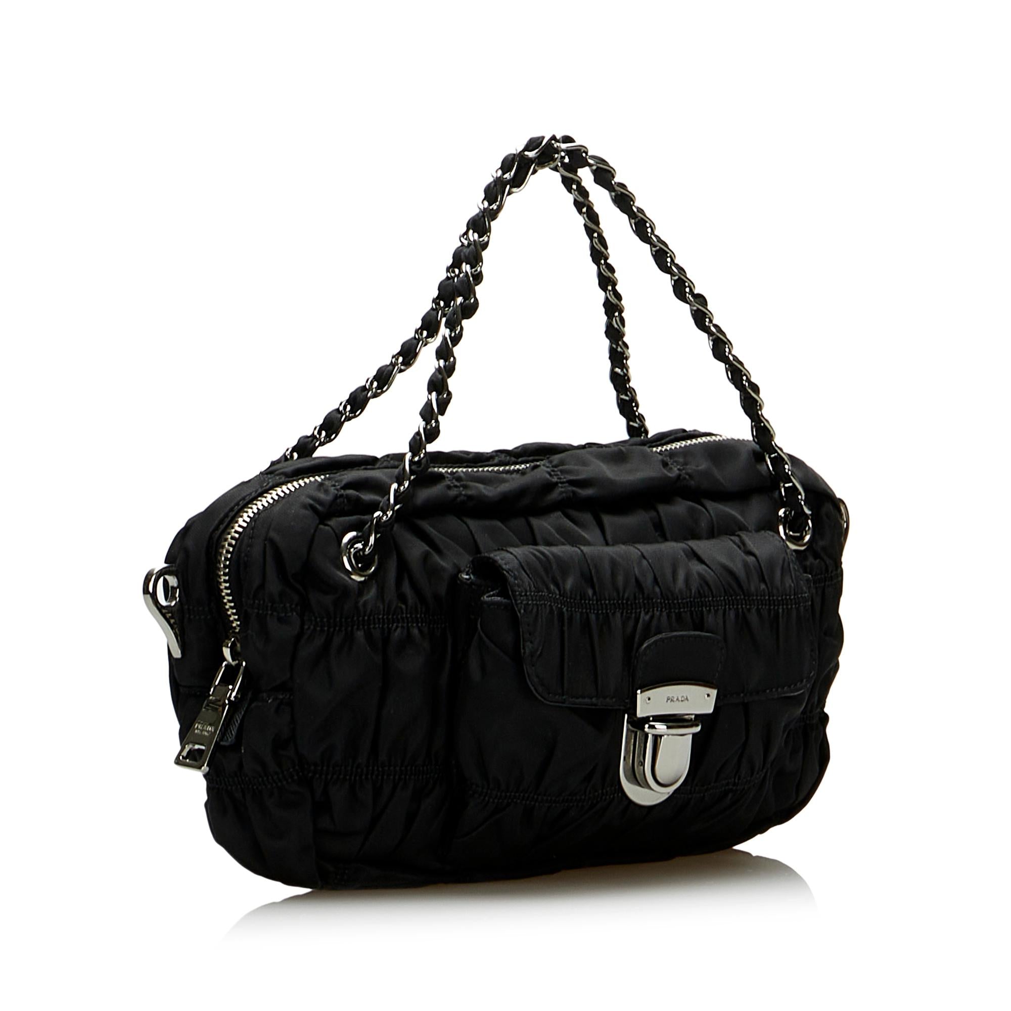 Prada Tessuto Gaufre Chain Satchel (SHG-FCxtXs)