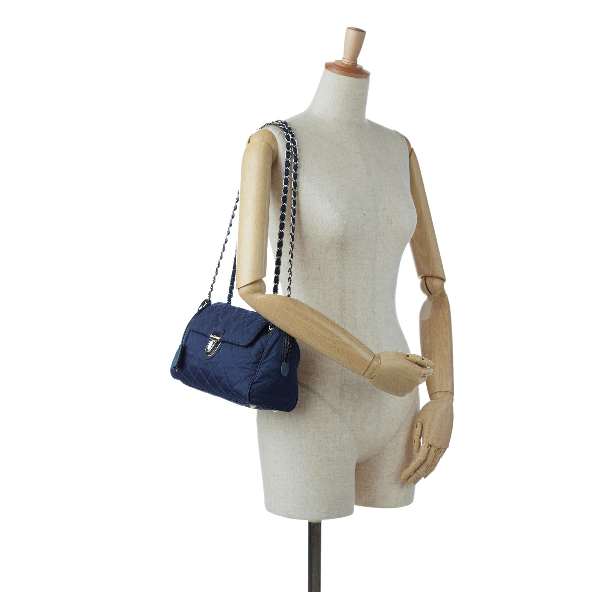 Prada Tessuto Impuntu Chain Flap Shoulder Bag (SHG-9JSQjl)