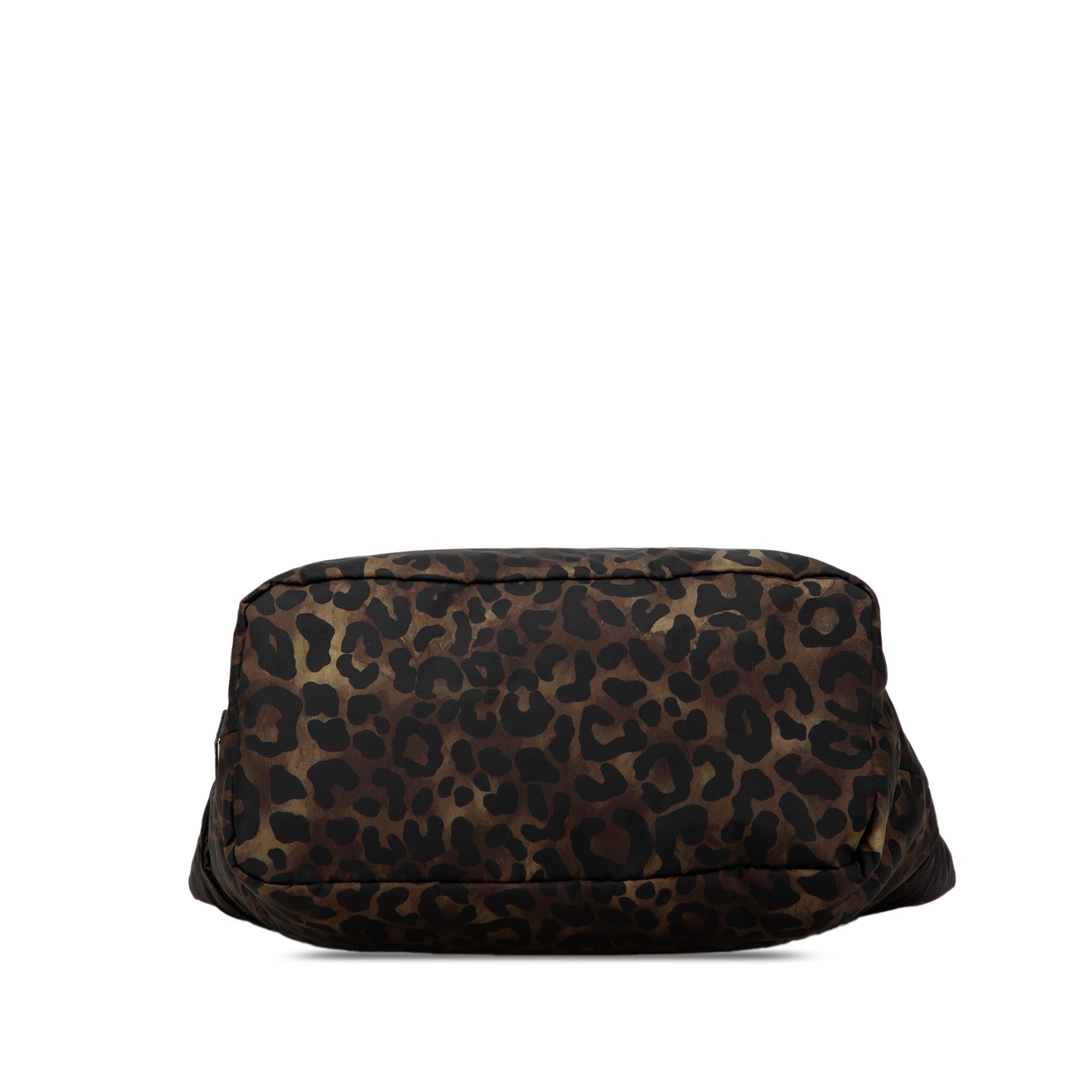 Prada Tessuto Leopard Print Reversible Satchel