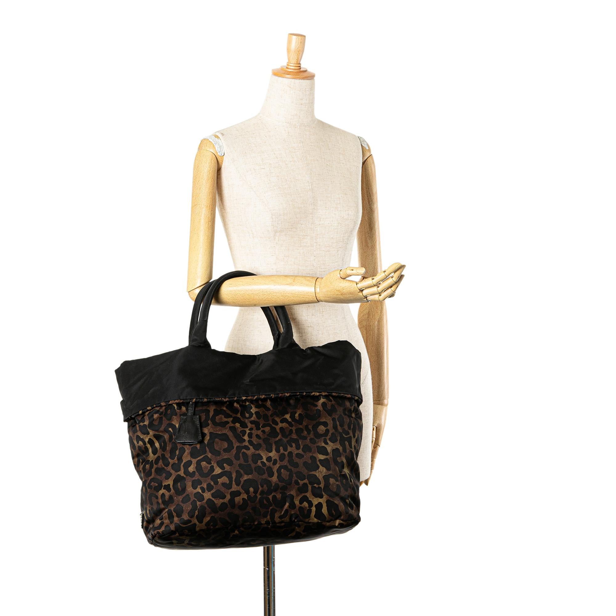 Prada Tessuto Leopard Print Reversible Satchel