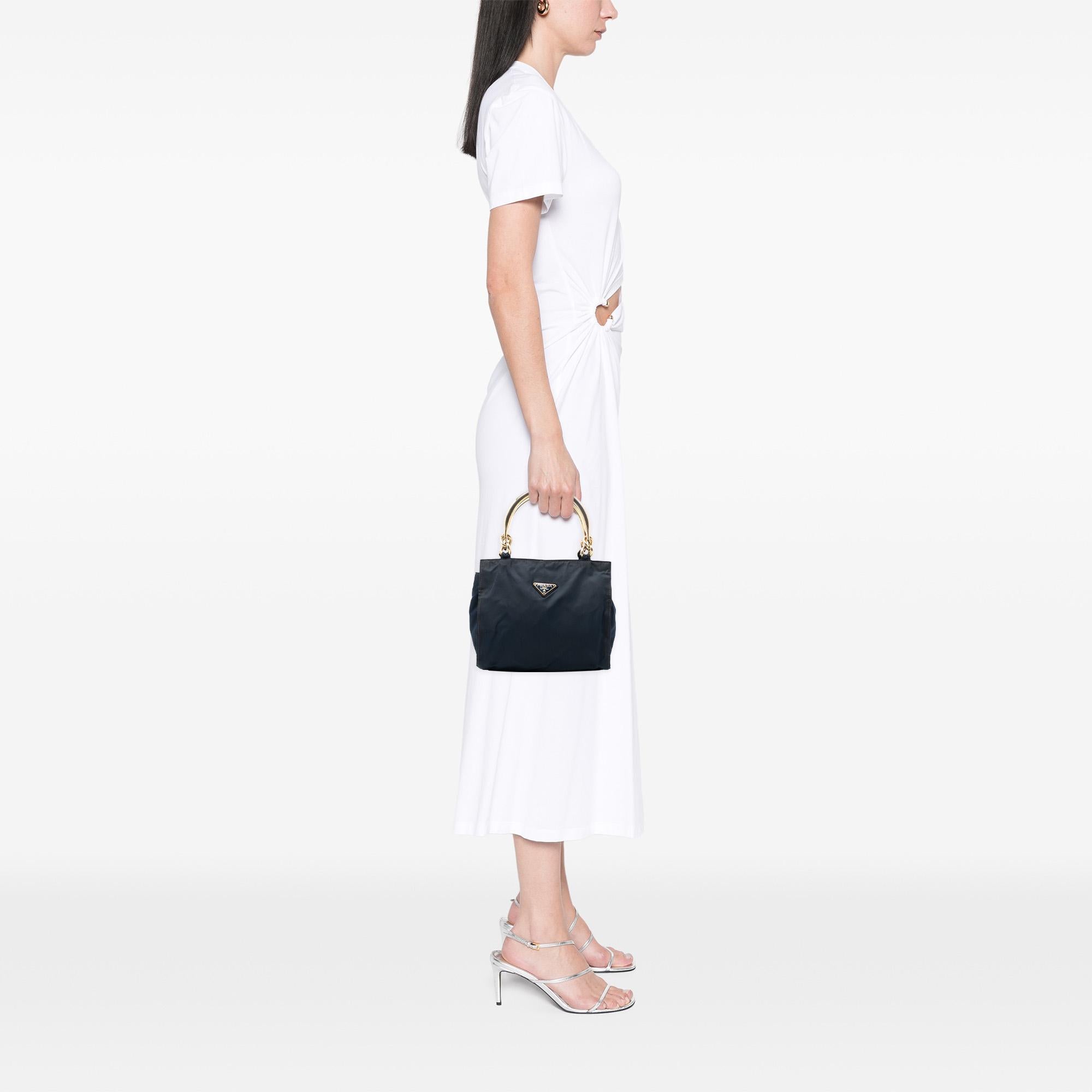 Prada Tessuto Metal Handle Bag