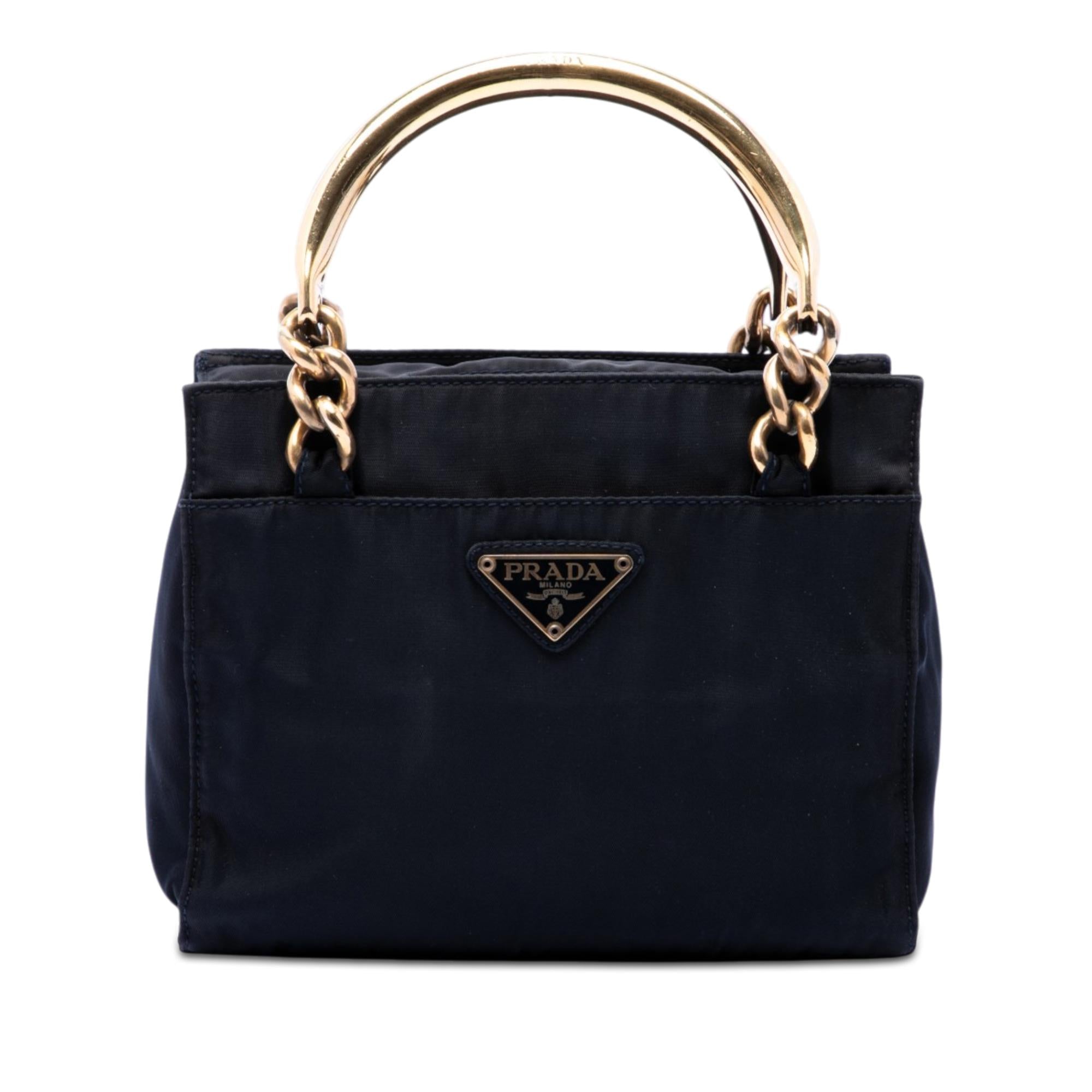 Prada Tessuto Metal Handle Bag
