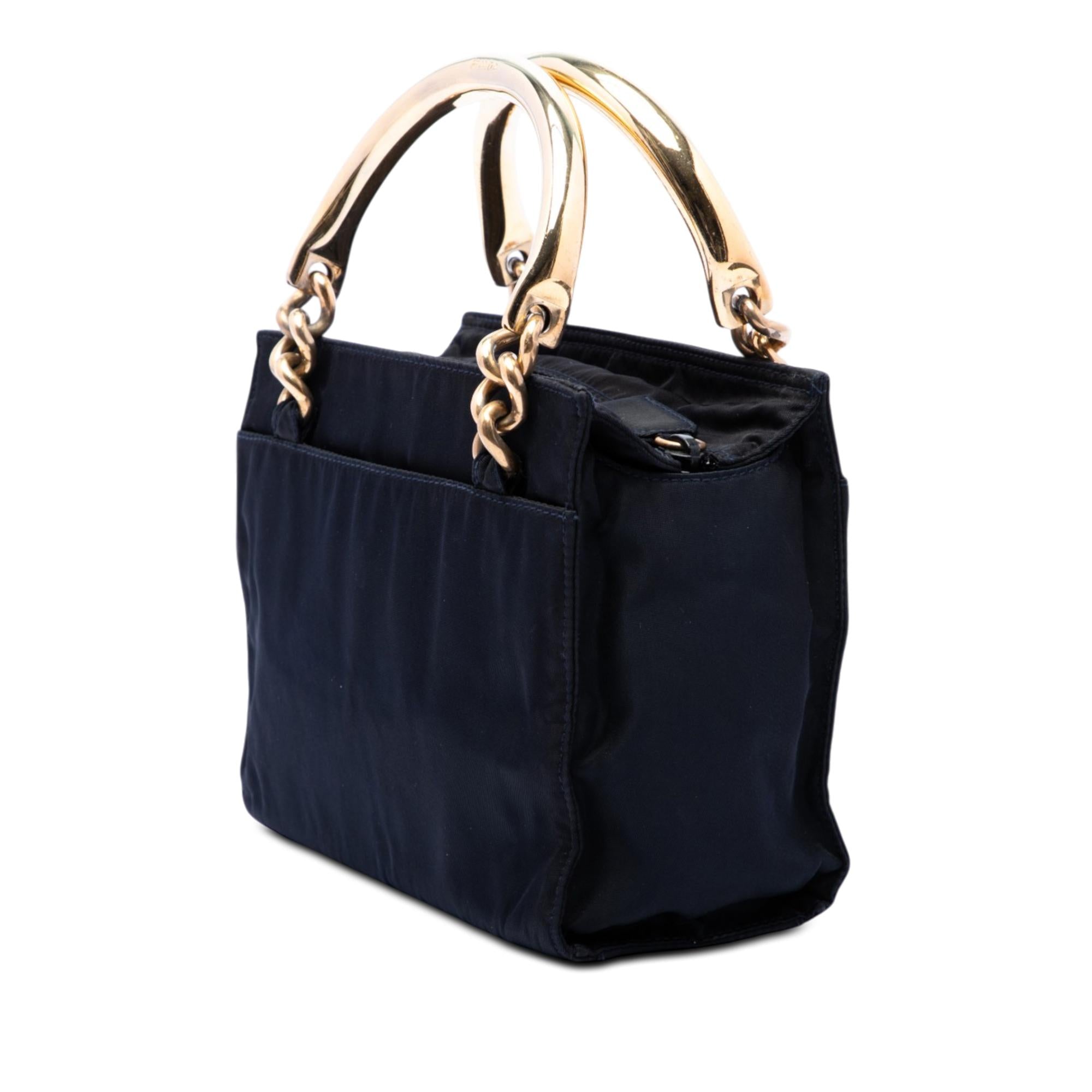 Prada Tessuto Metal Handle Bag