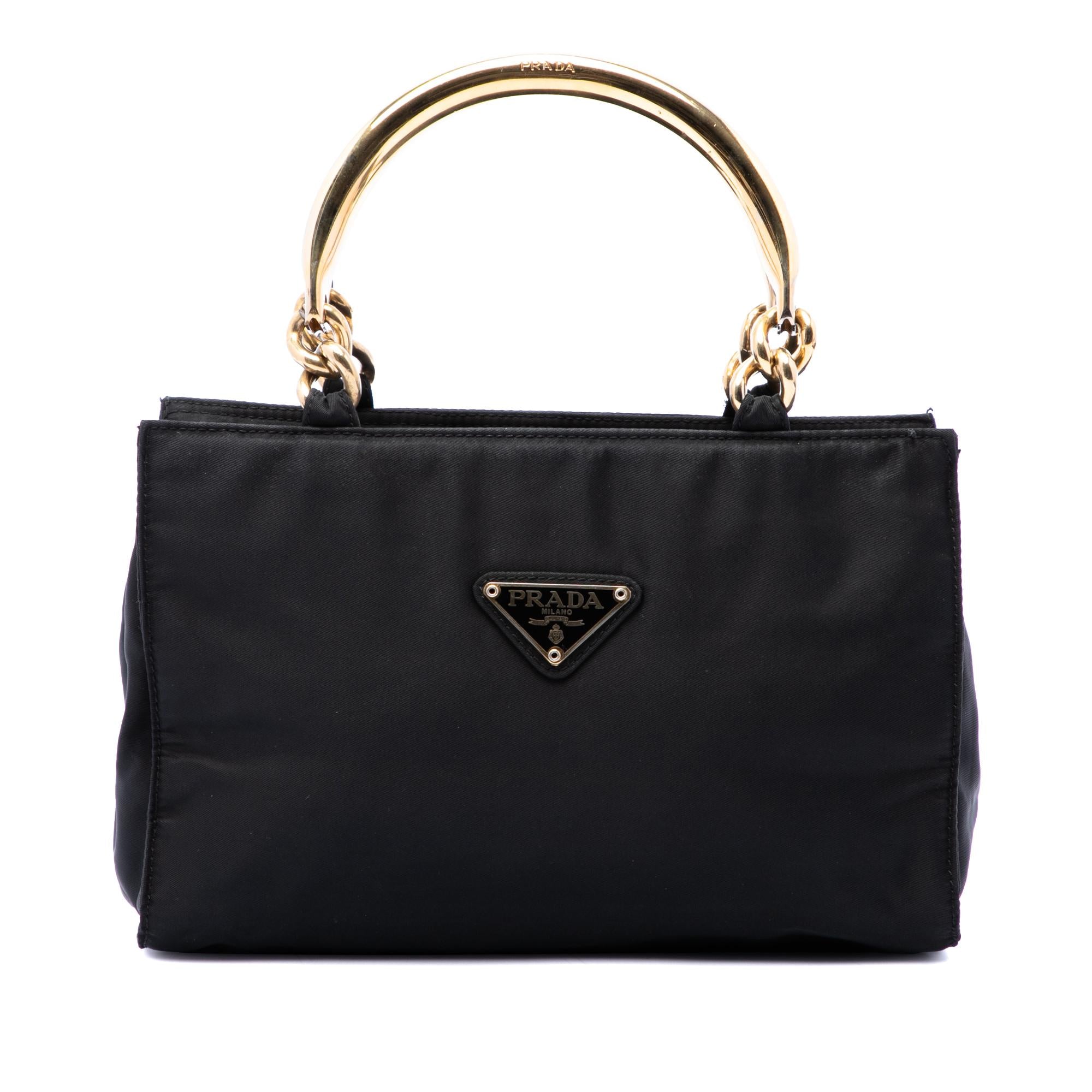 Prada Tessuto Metal Handle Bag