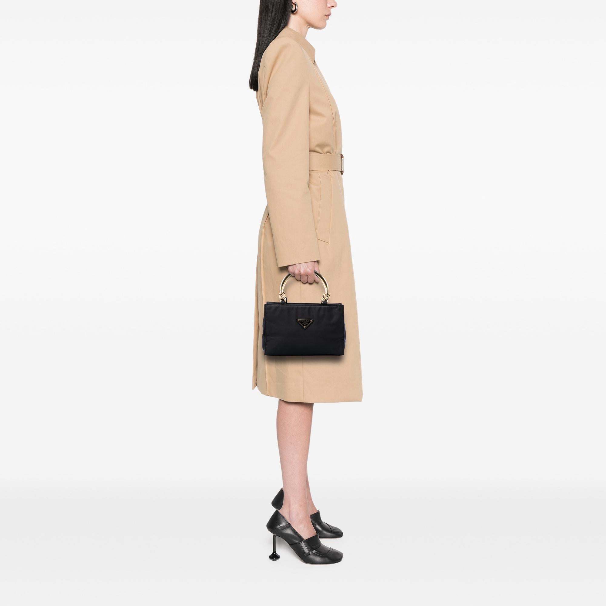 Prada Tessuto Metal Handle Bag