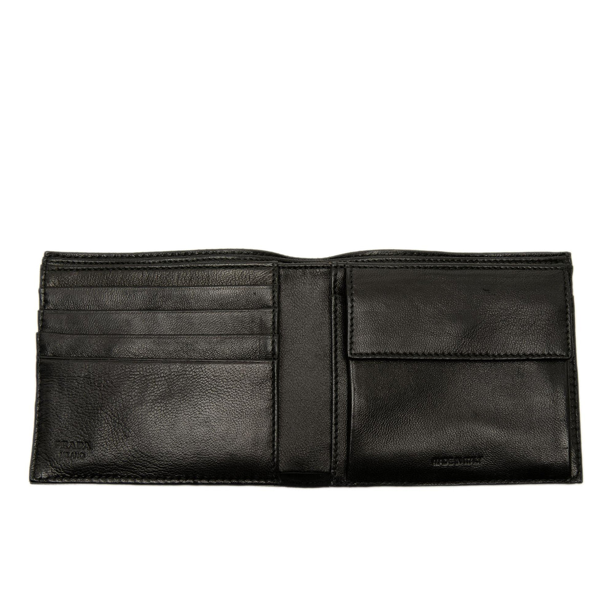 Prada Tessuto Patchwork Skull Pierced Bifold Wallet