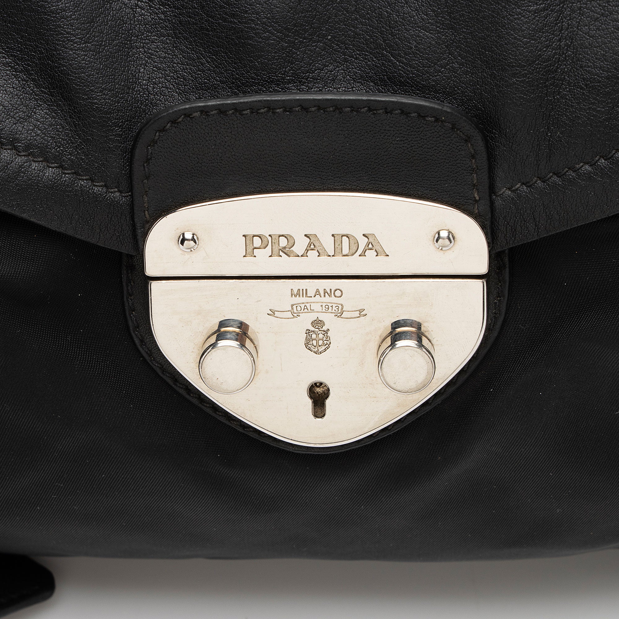 Prada Tessuto Pushlock Foldover Satchel (SHF-npkPQP)