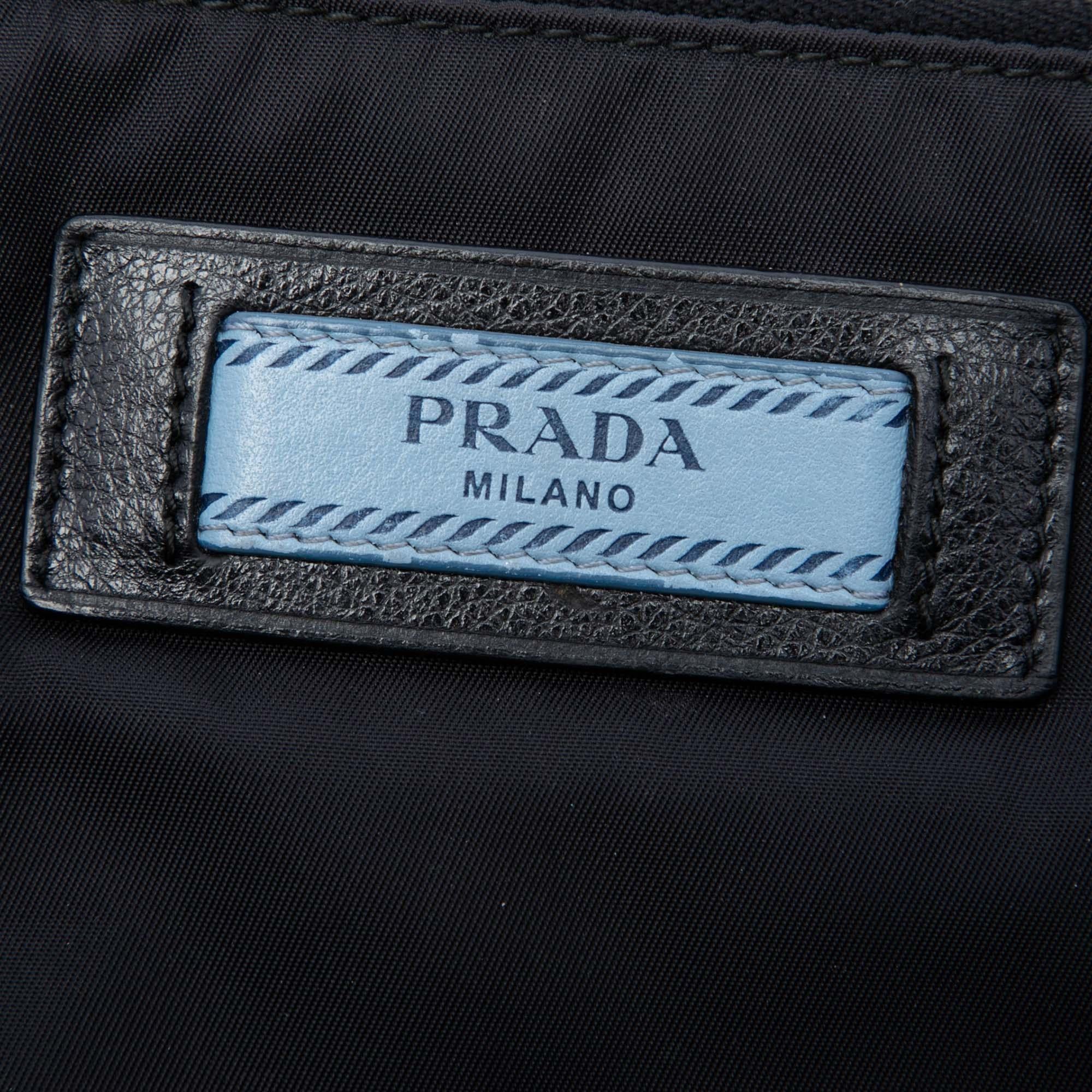 Prada Tessuto Studded Etiquette Shoulder Bag