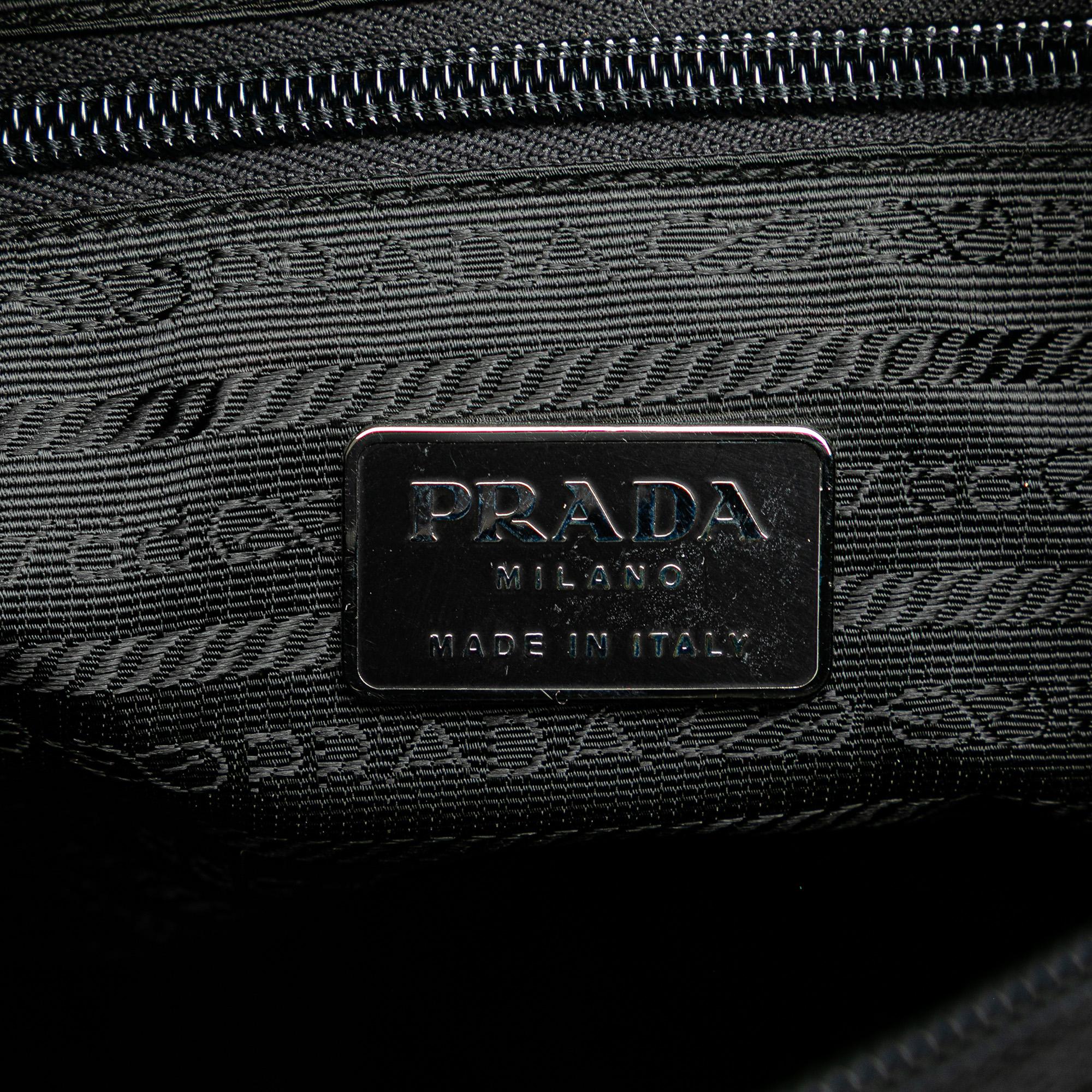 Prada Tessuto Zip Double Buckle Messenger Bag