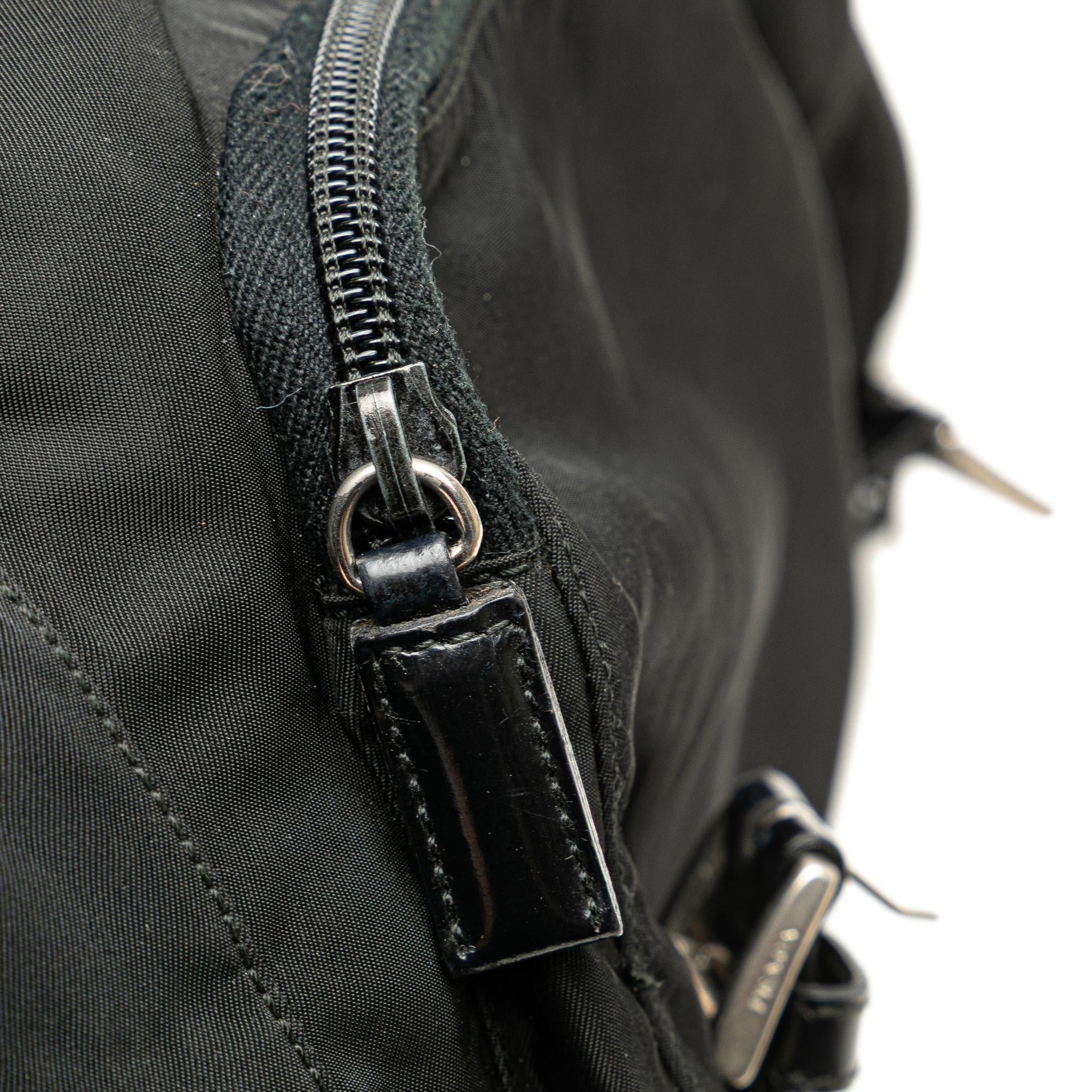 Prada Tessuto Zip Double Buckle Messenger Bag