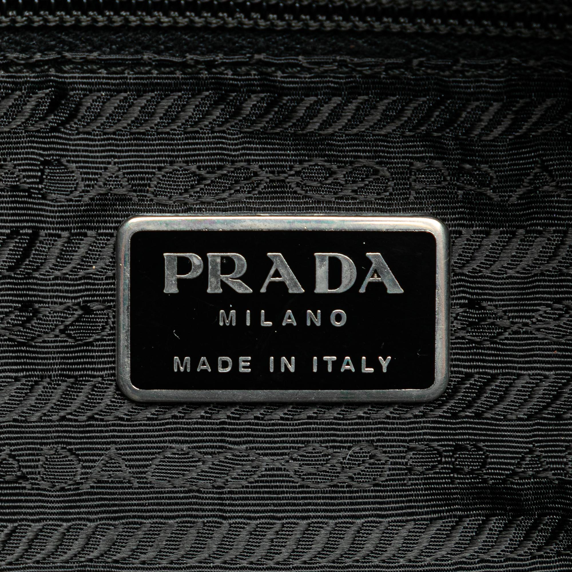 Prada Tessuto Zip Double Buckle Messenger Bag