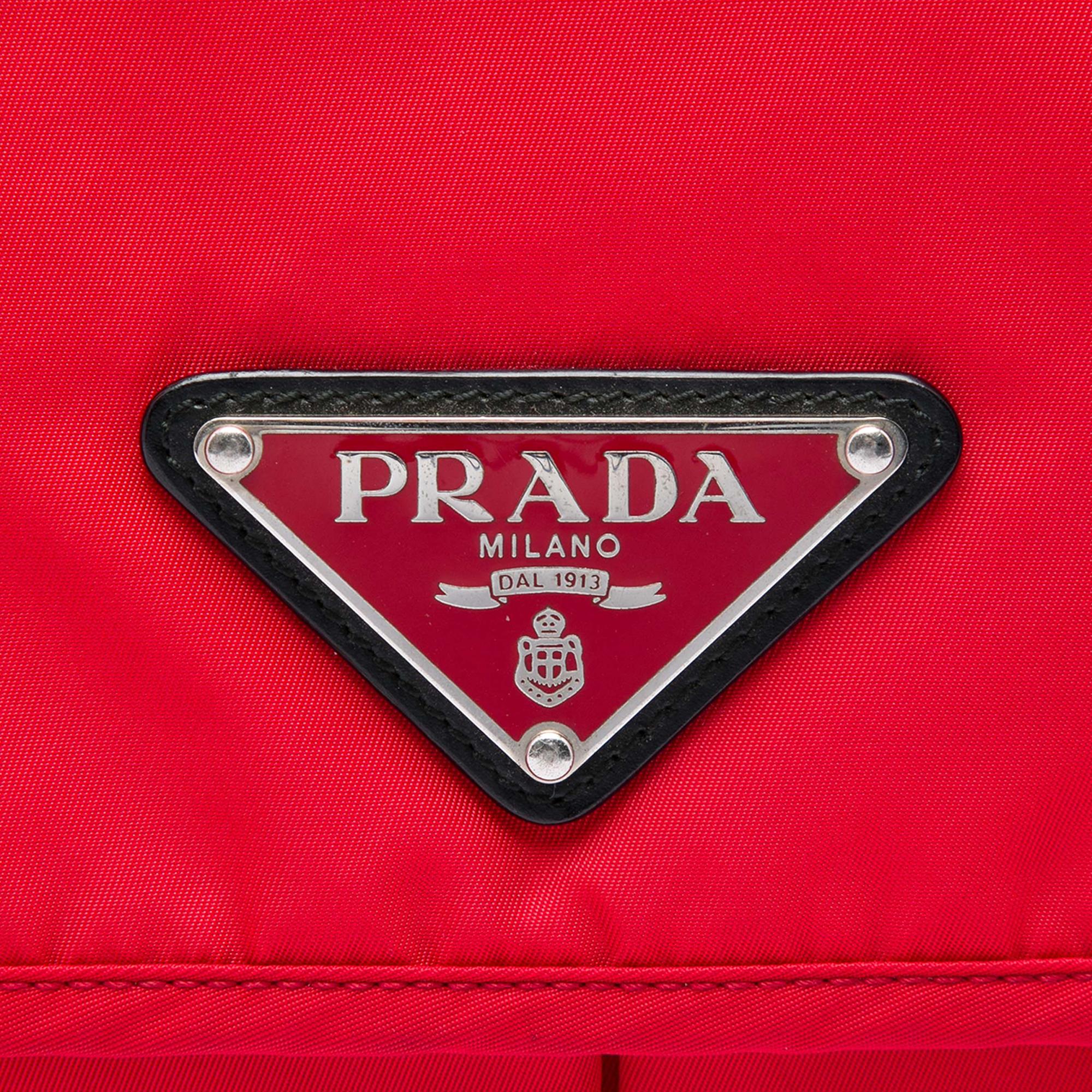 Prada Tessuto Zip Double Buckle Messenger Bag
