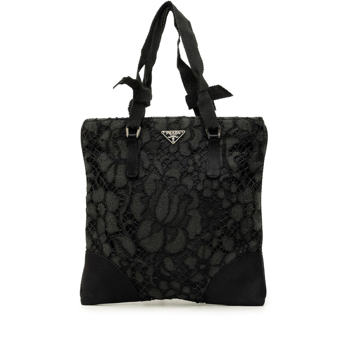 Prada Tessuto and Floral Lace Handbag