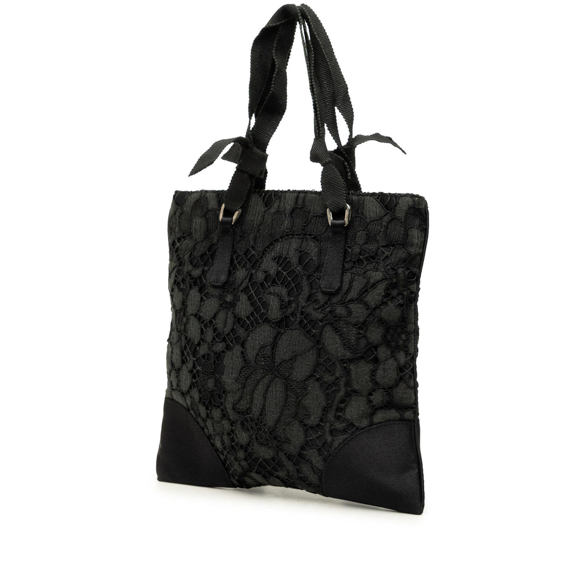 Prada Tessuto and Floral Lace Handbag