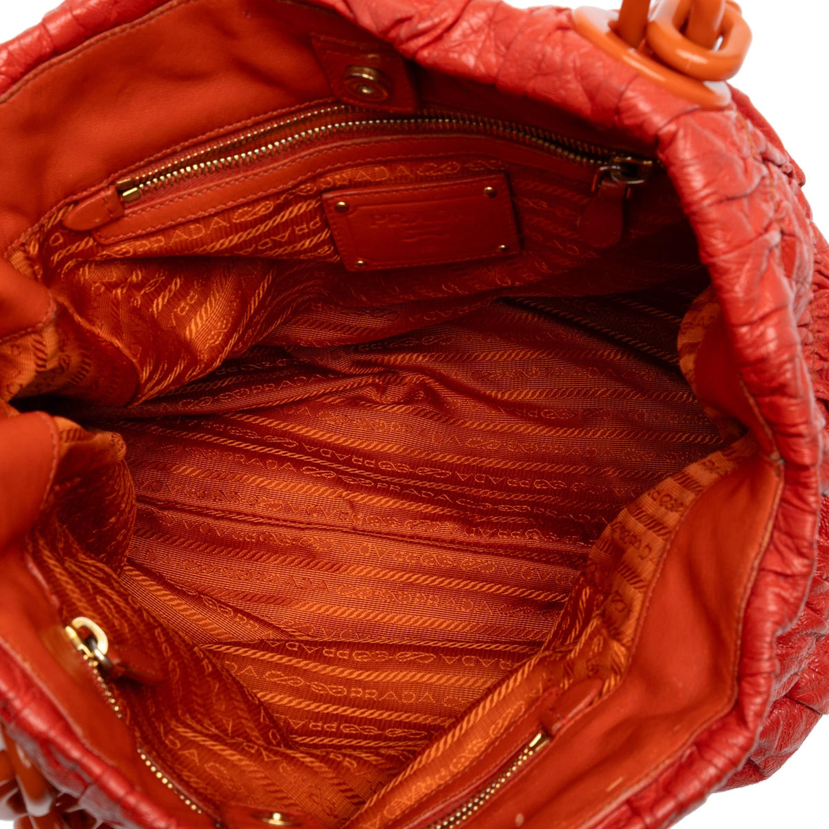 Prada Vernice Gaufre Chain Tote