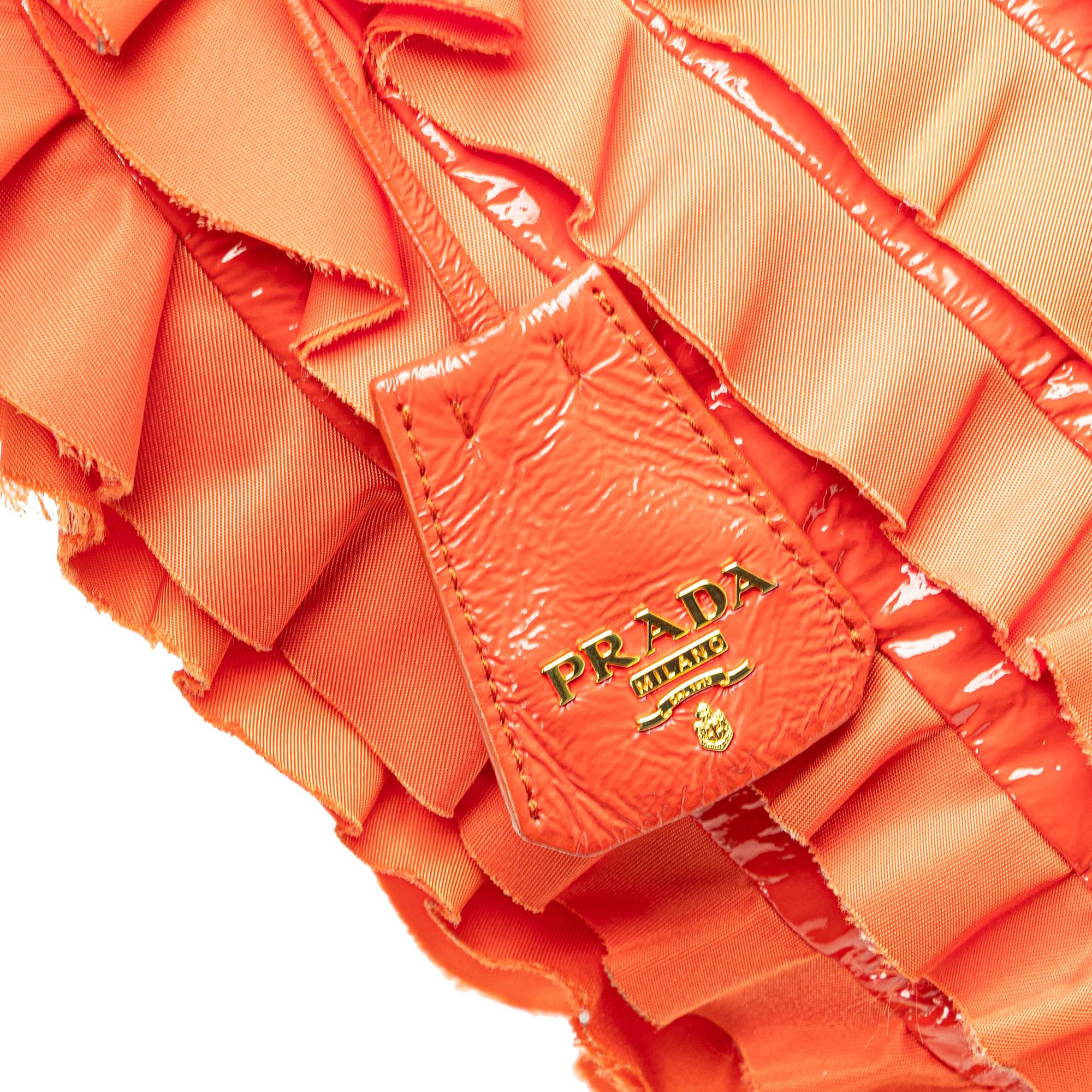 Prada Vernice and Tessuto Ruffle Tote