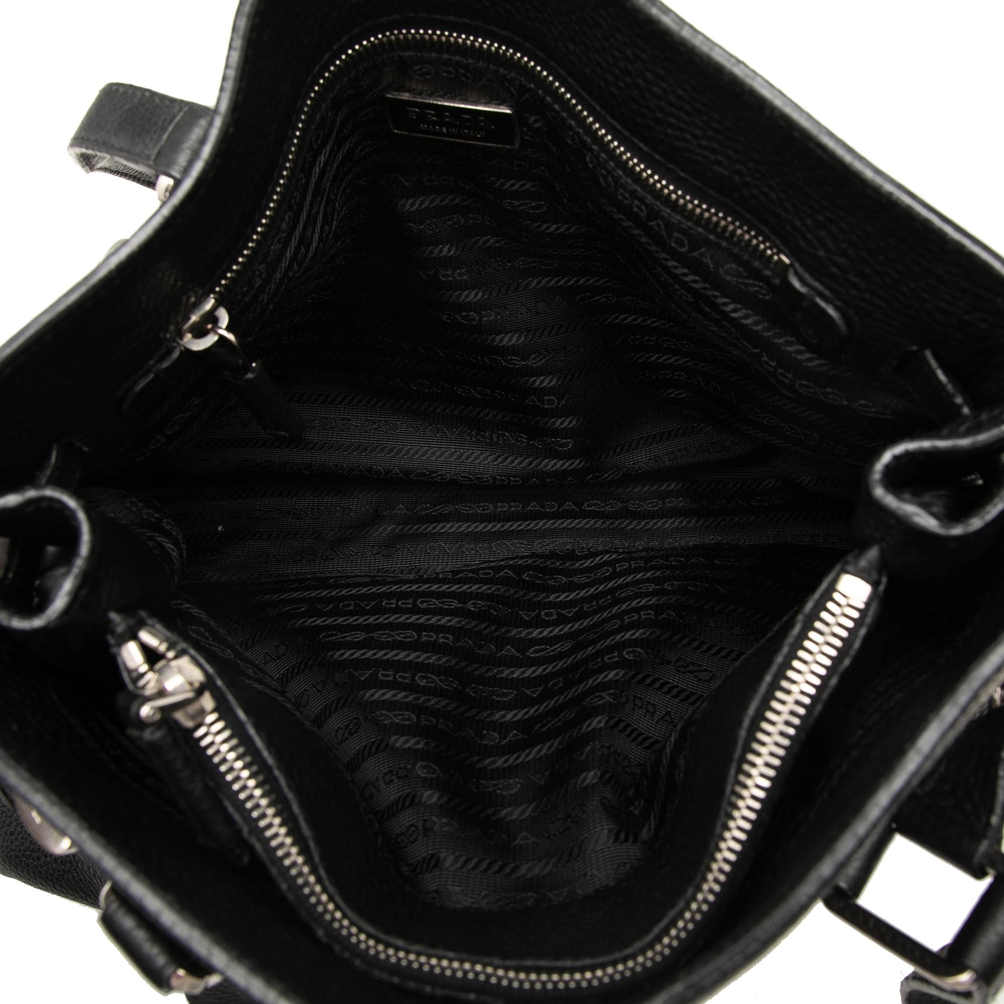 Prada Vitello Daino Buckle Tote
