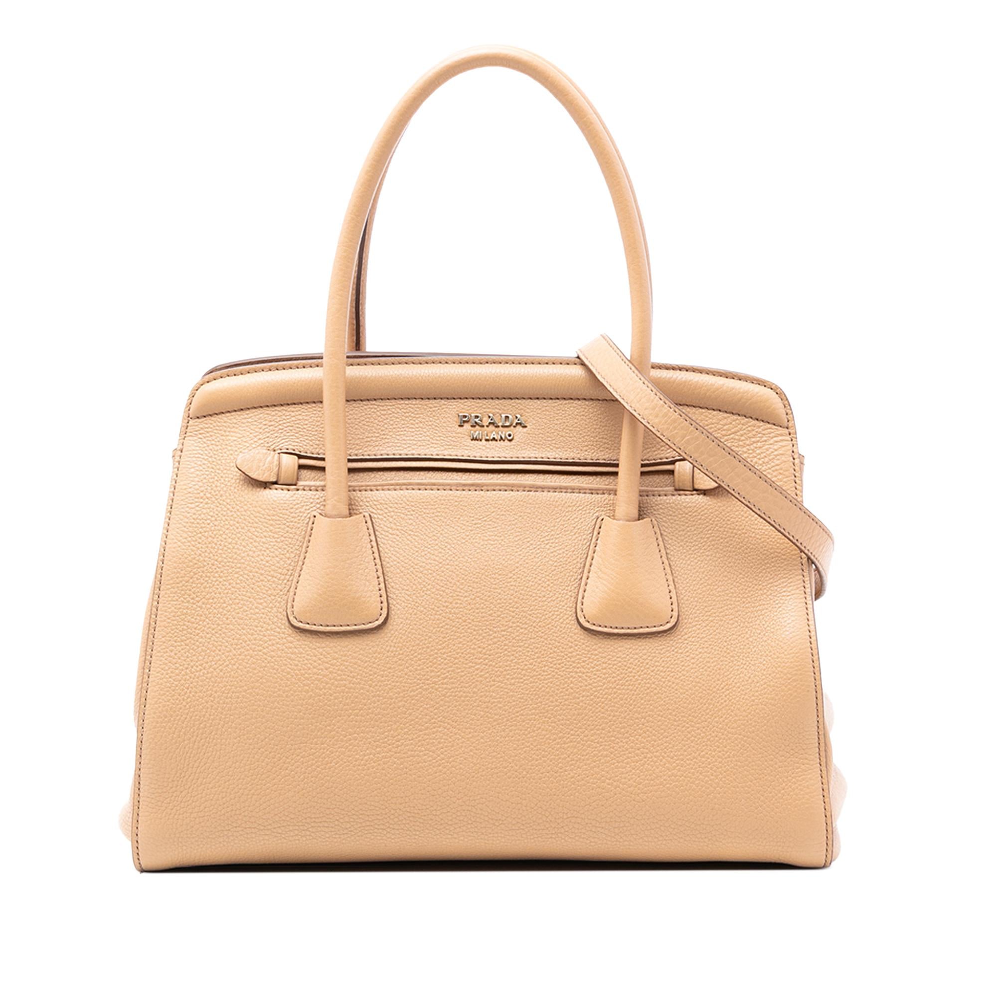 Prada Vitello Daino Cuir Frame Convertible Tote