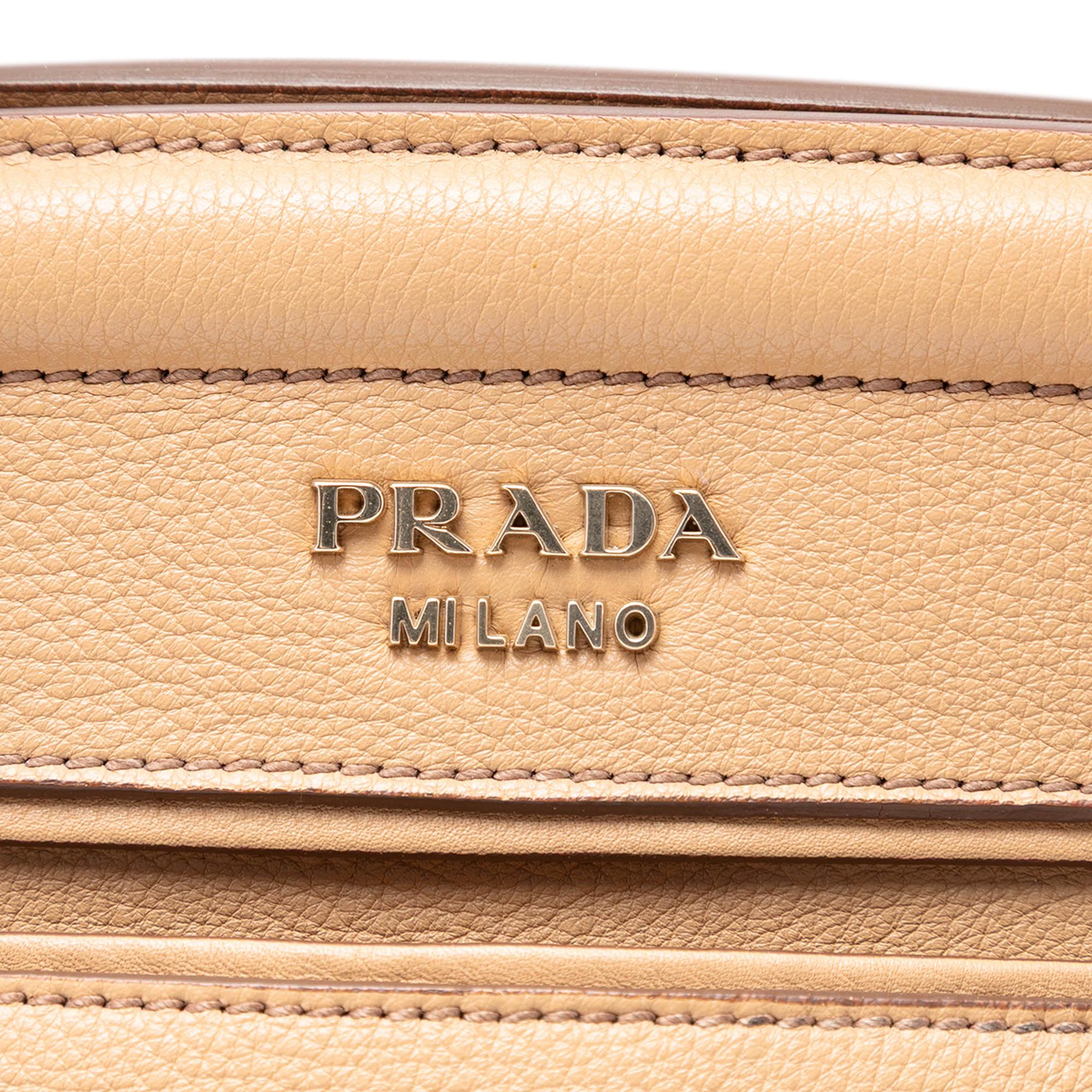Prada Vitello Daino Cuir Frame Convertible Tote