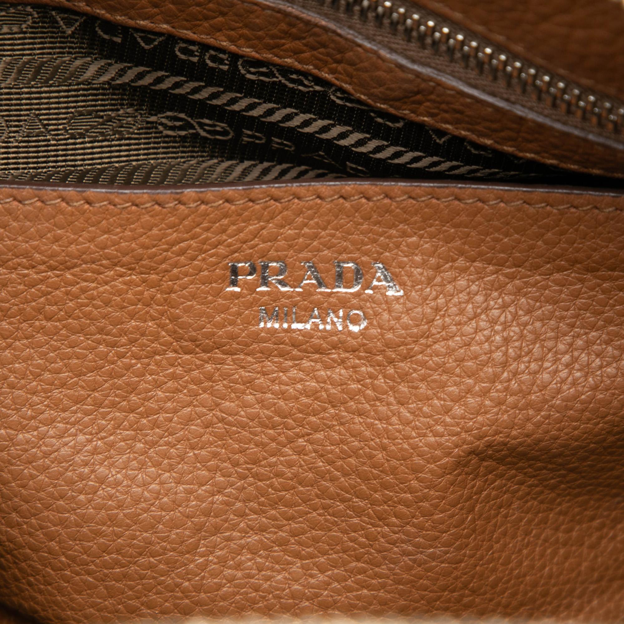 Prada Vitello Daino Dome Convertible Bowling Bag