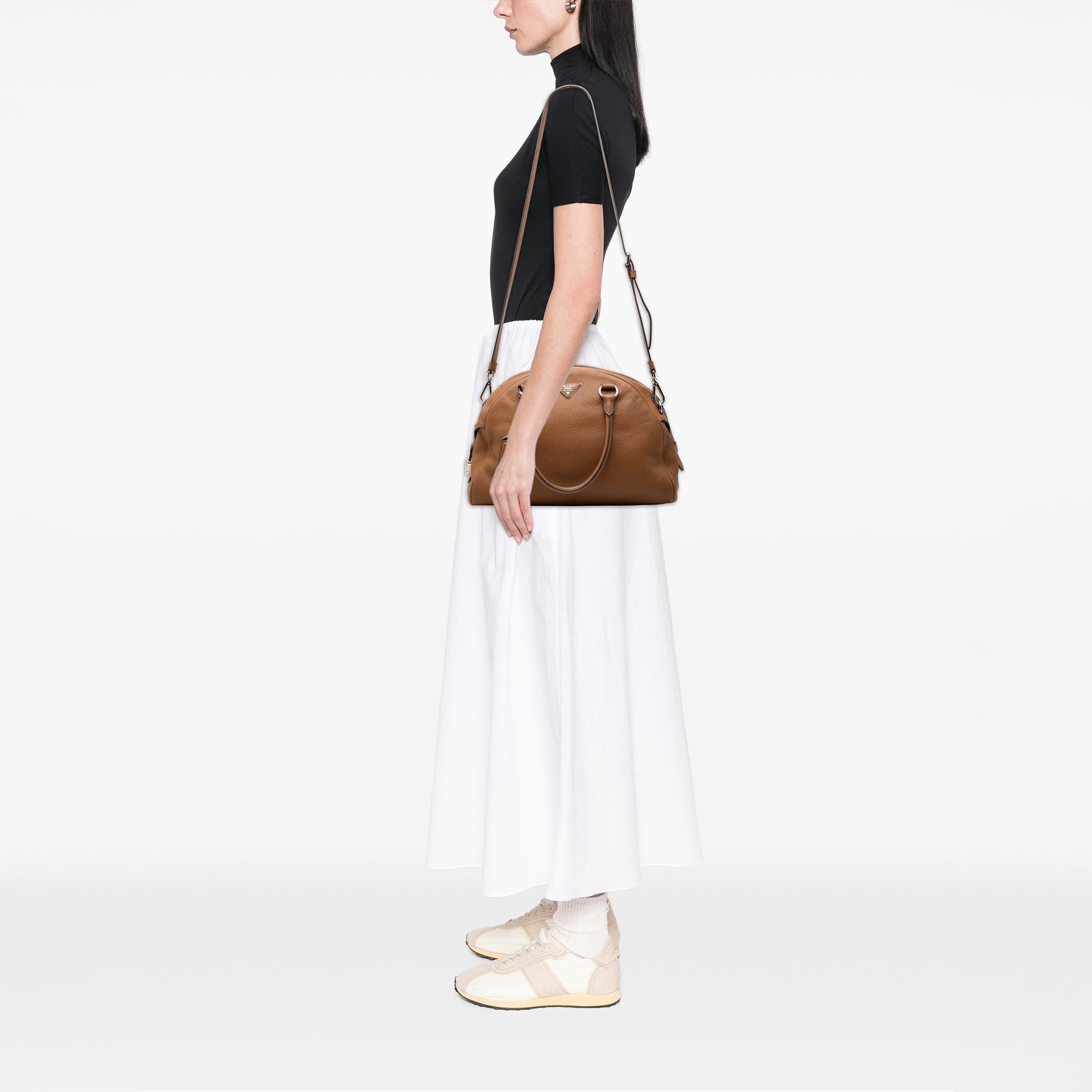 Prada Vitello Daino Dome Convertible Bowling Bag