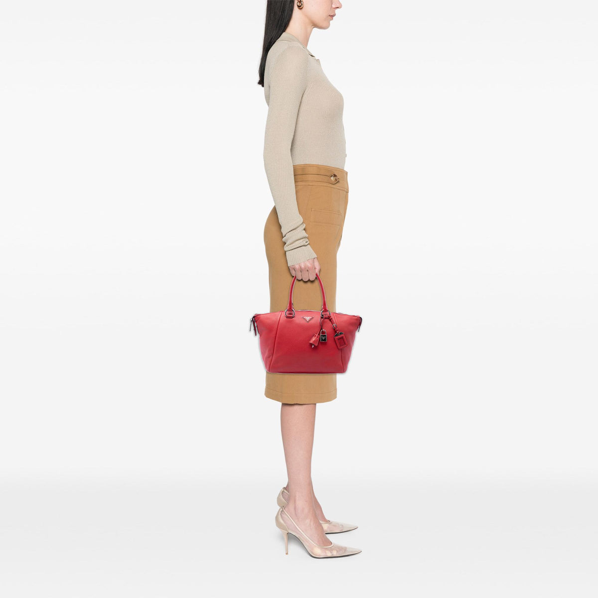 Prada Vitello Daino Double Handle Satchel
