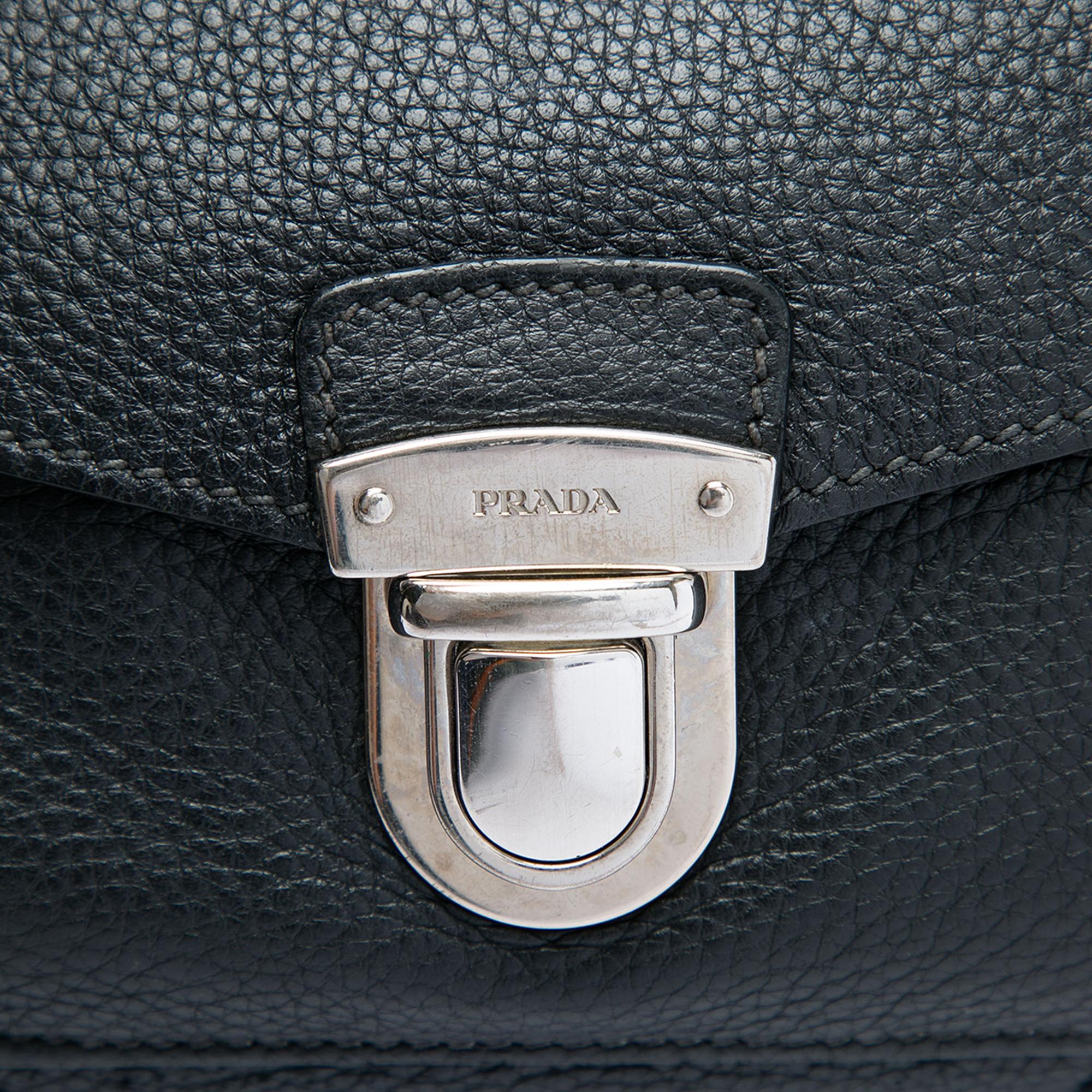 Prada Vitello Daino Front Pocket Boston Bag