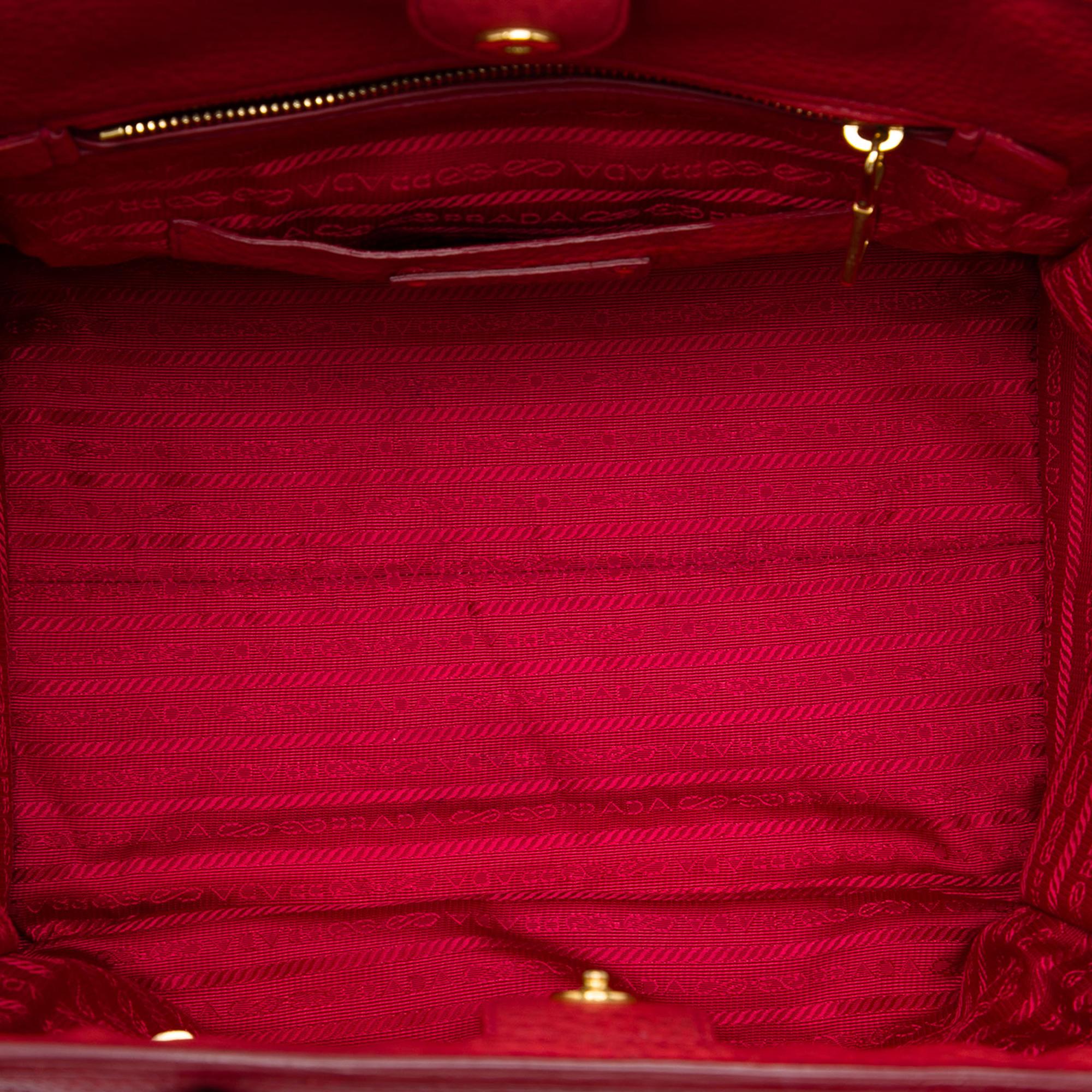Prada Vitello Daino Front Pocket Open Convertible Tote