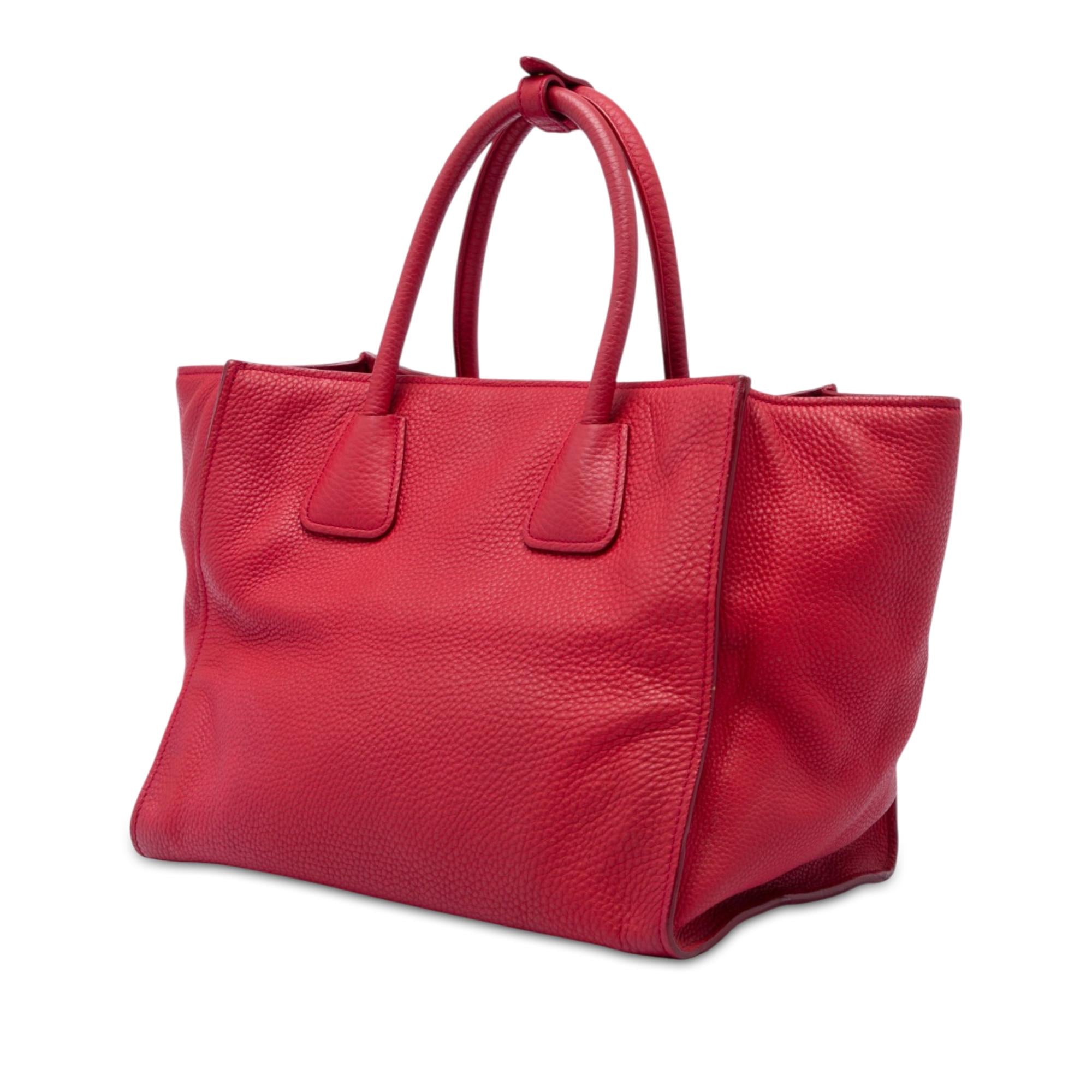 Prada Vitello Daino Front Pocket Open Convertible Tote