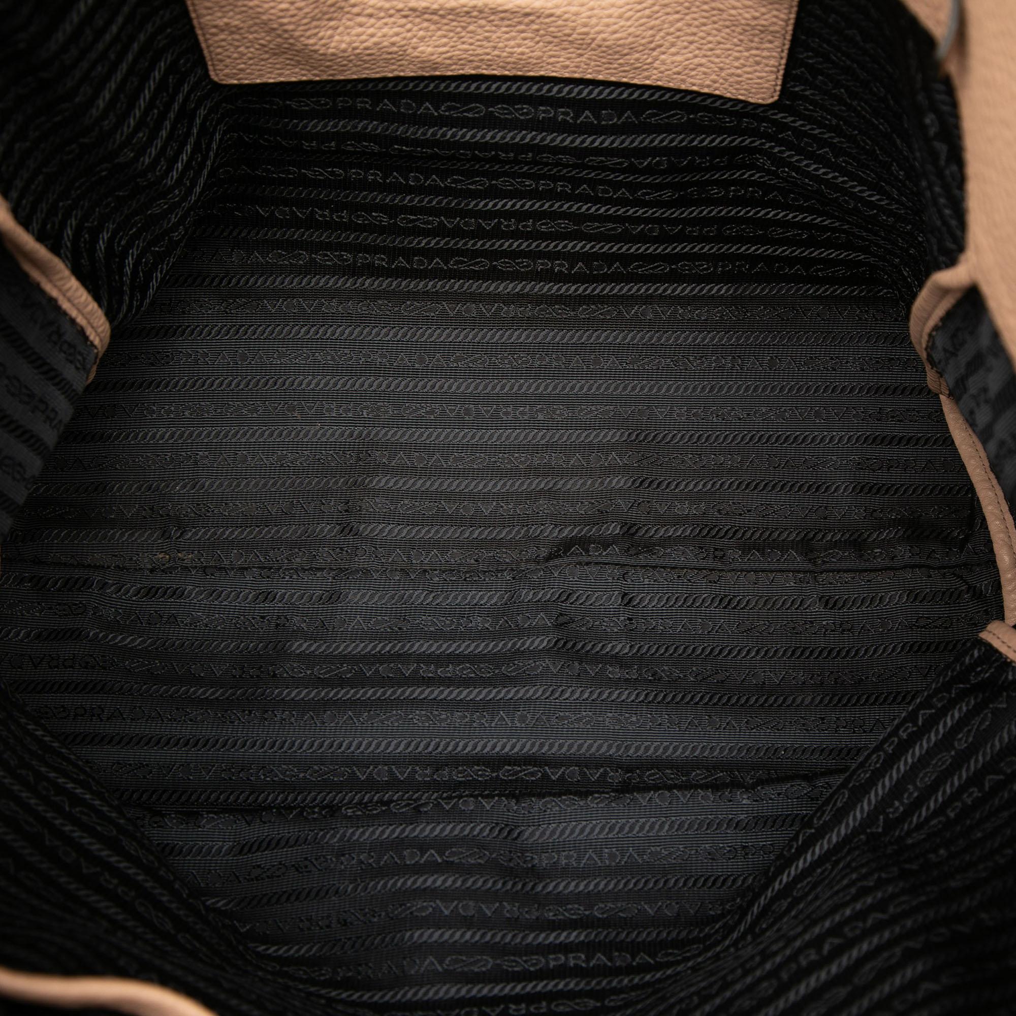 Prada Vitello Daino Front Zip Open Convertible Tote