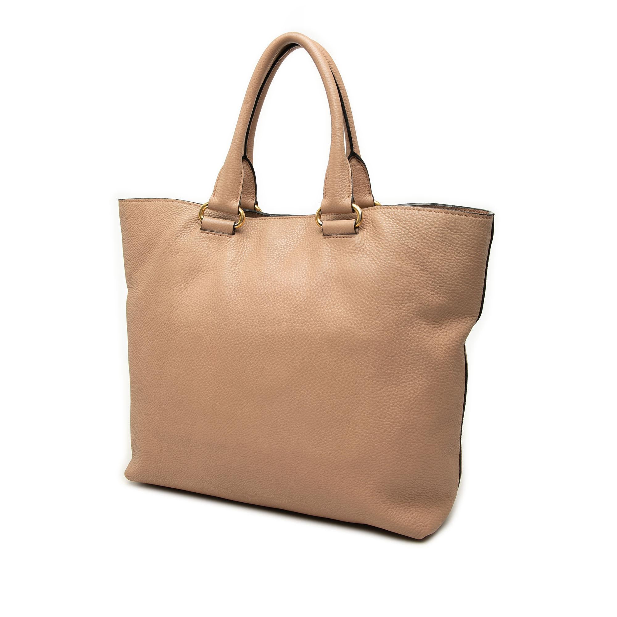 Prada Vitello Daino Front Zip Open Convertible Tote