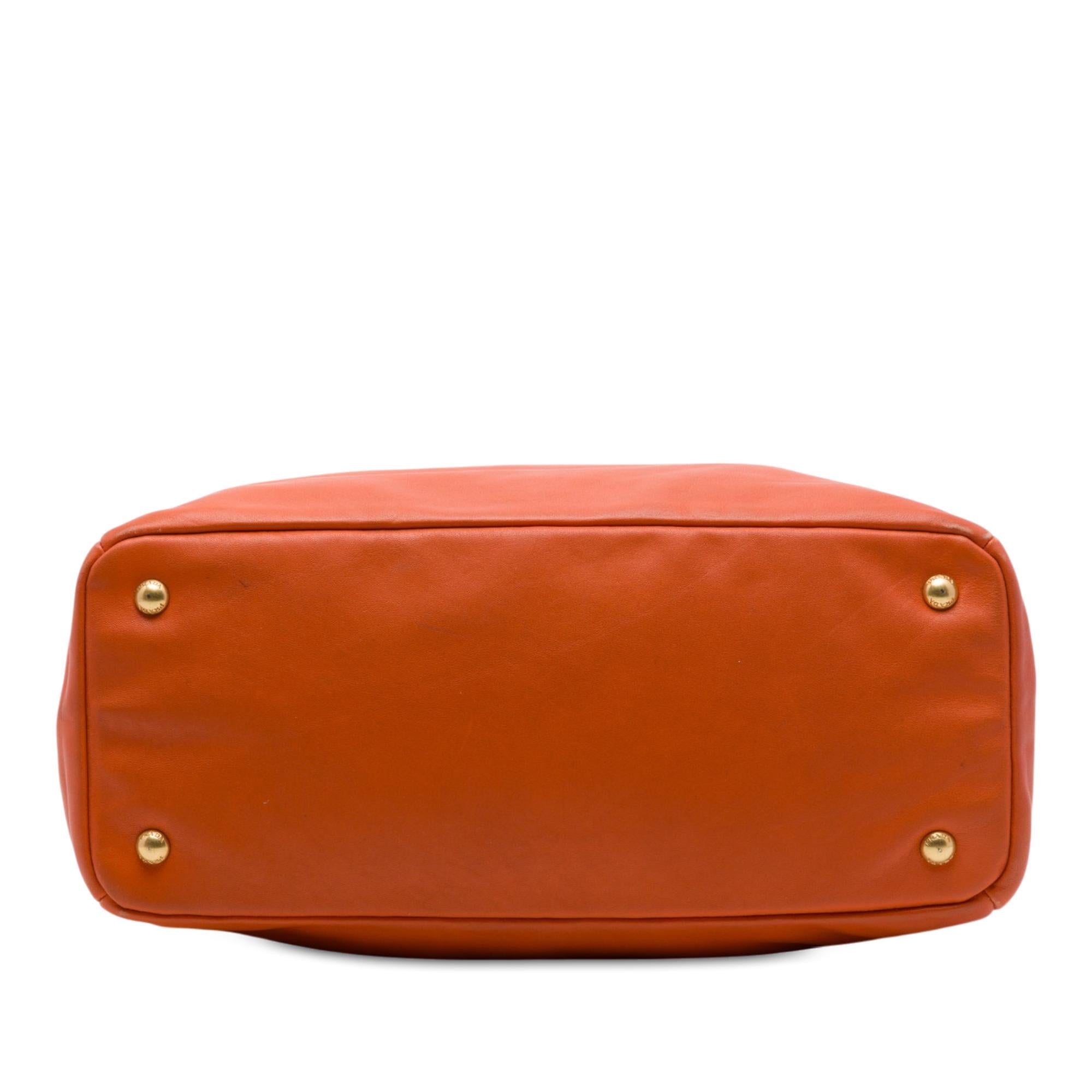 Prada Vitello Daino Front Zip Open Convertible Tote