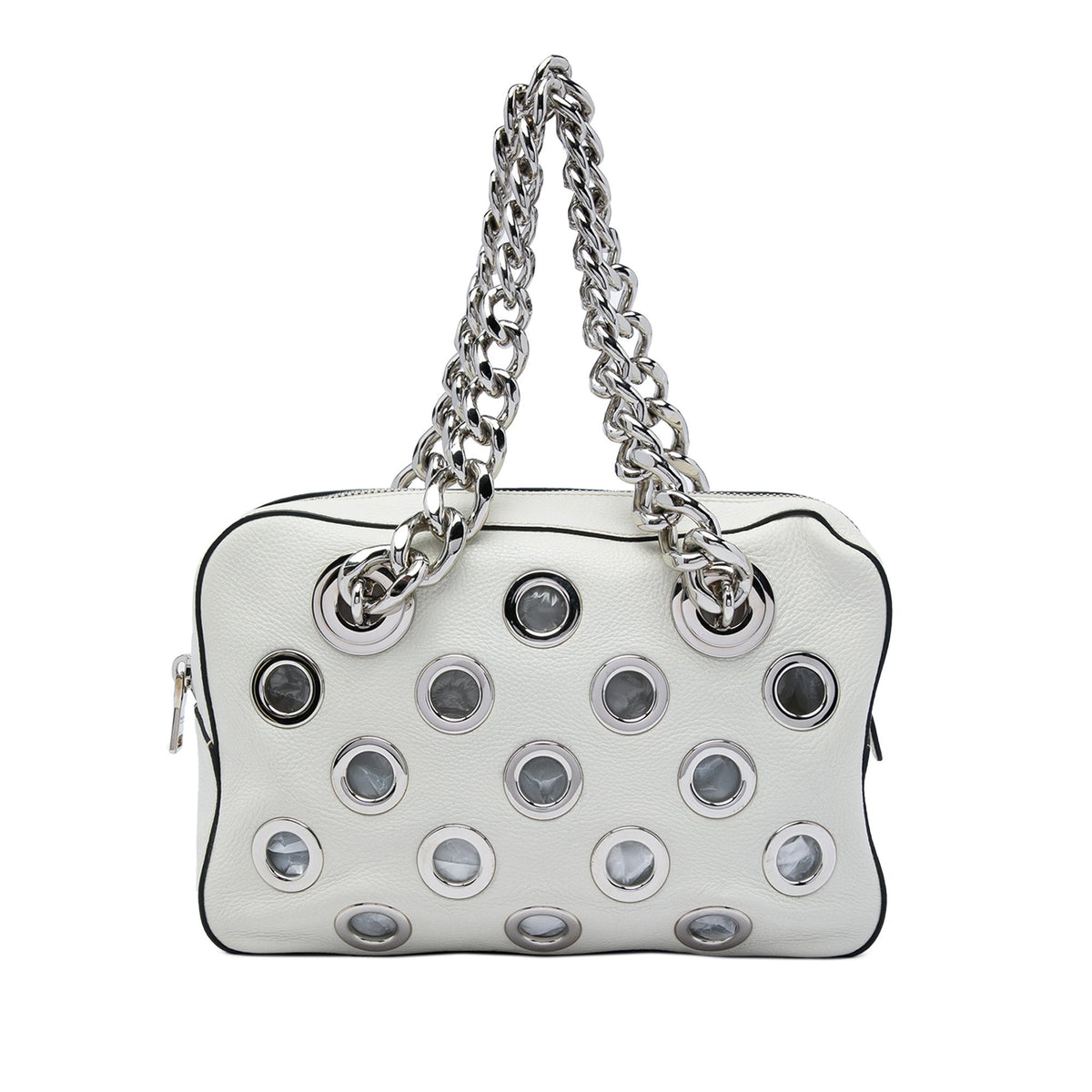 Prada Vitello Daino Grommet Chain Shoulder Bag