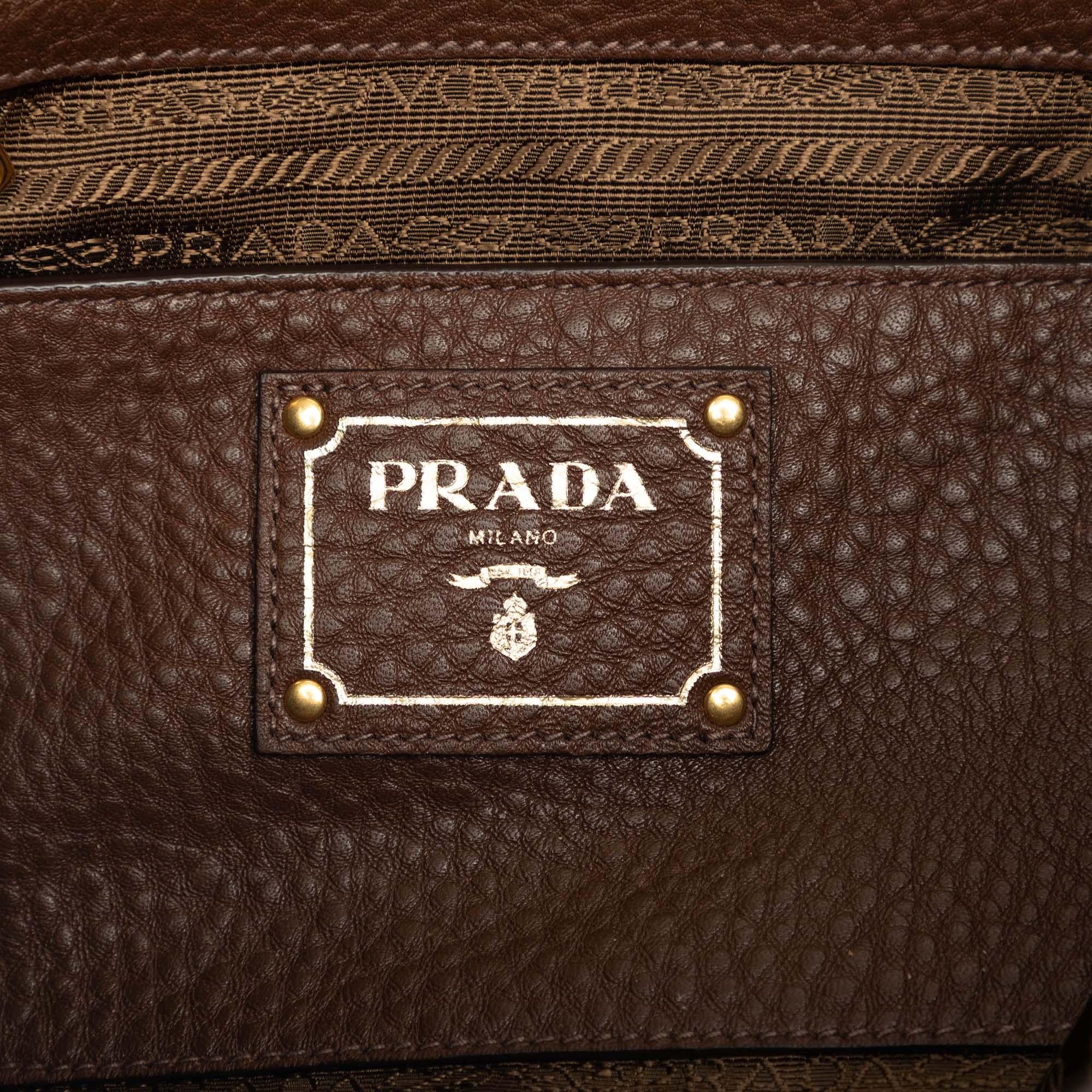 Prada Vitello Daino Side Pocket Convertible Tote