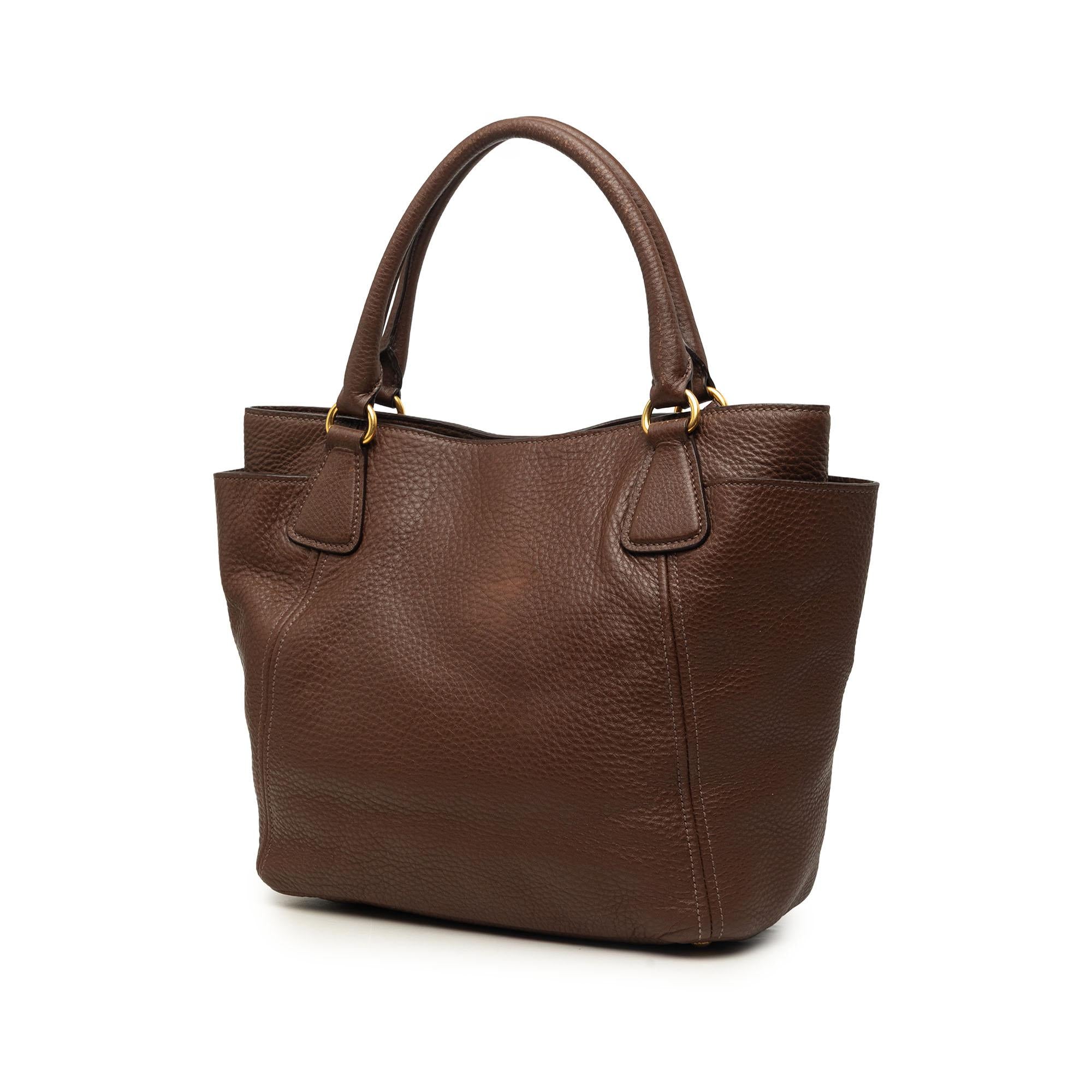 Prada Vitello Daino Side Pocket Convertible Tote