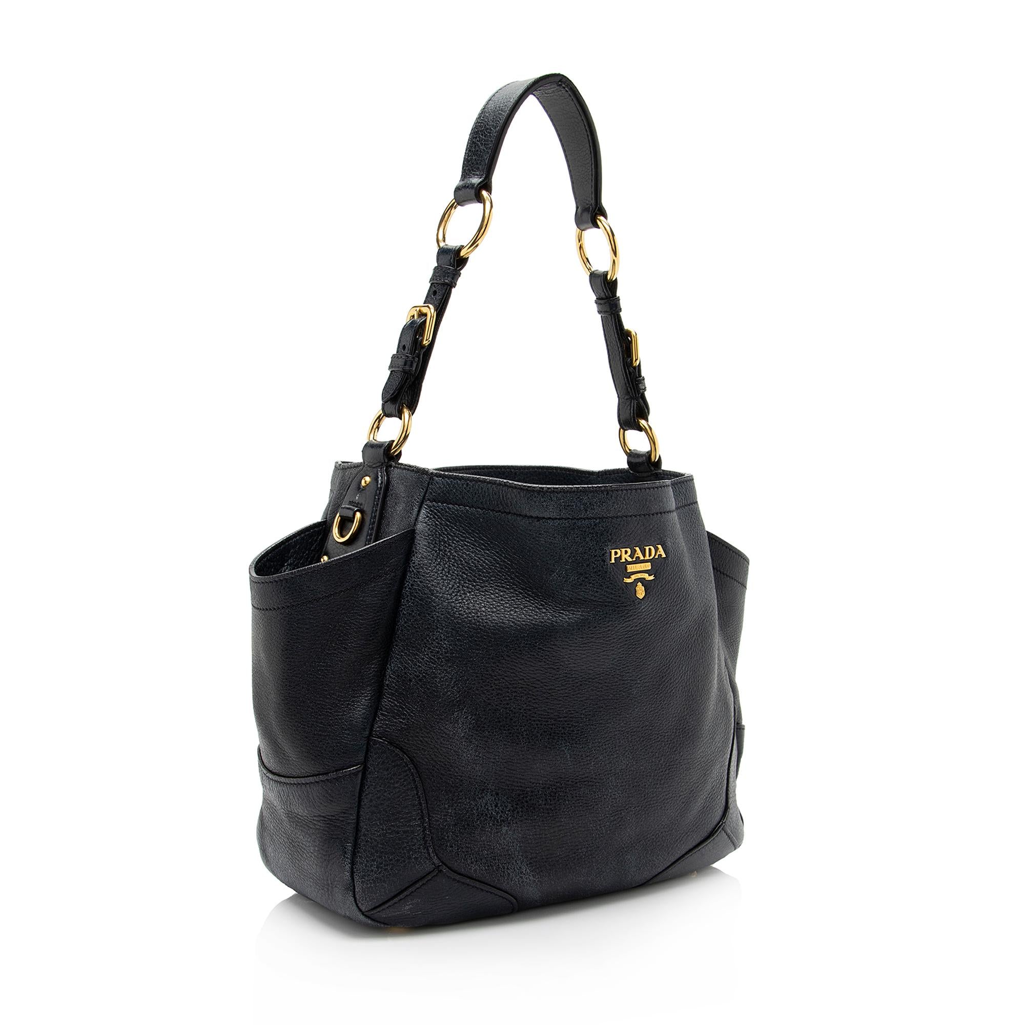 Prada Vitello Daino Side Pocket Hobo (SHF-23004)