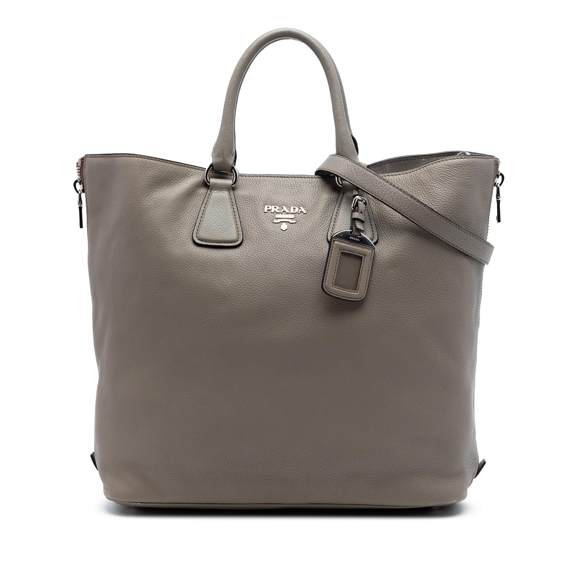 Prada Vitello Daino Side Zip Convertible Tote